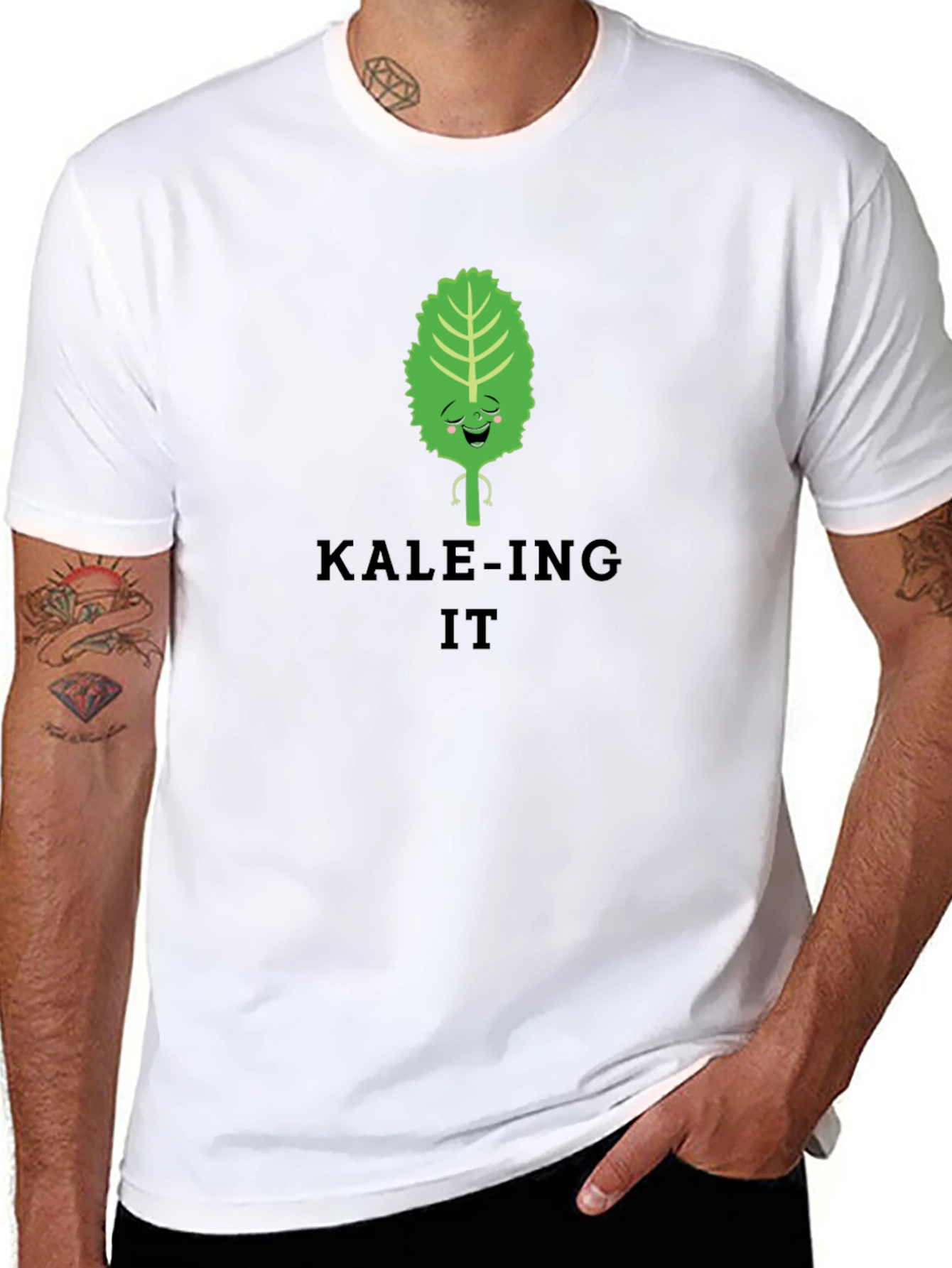 KALE-ING IT Black T-Shirt Funny Vegan Tee