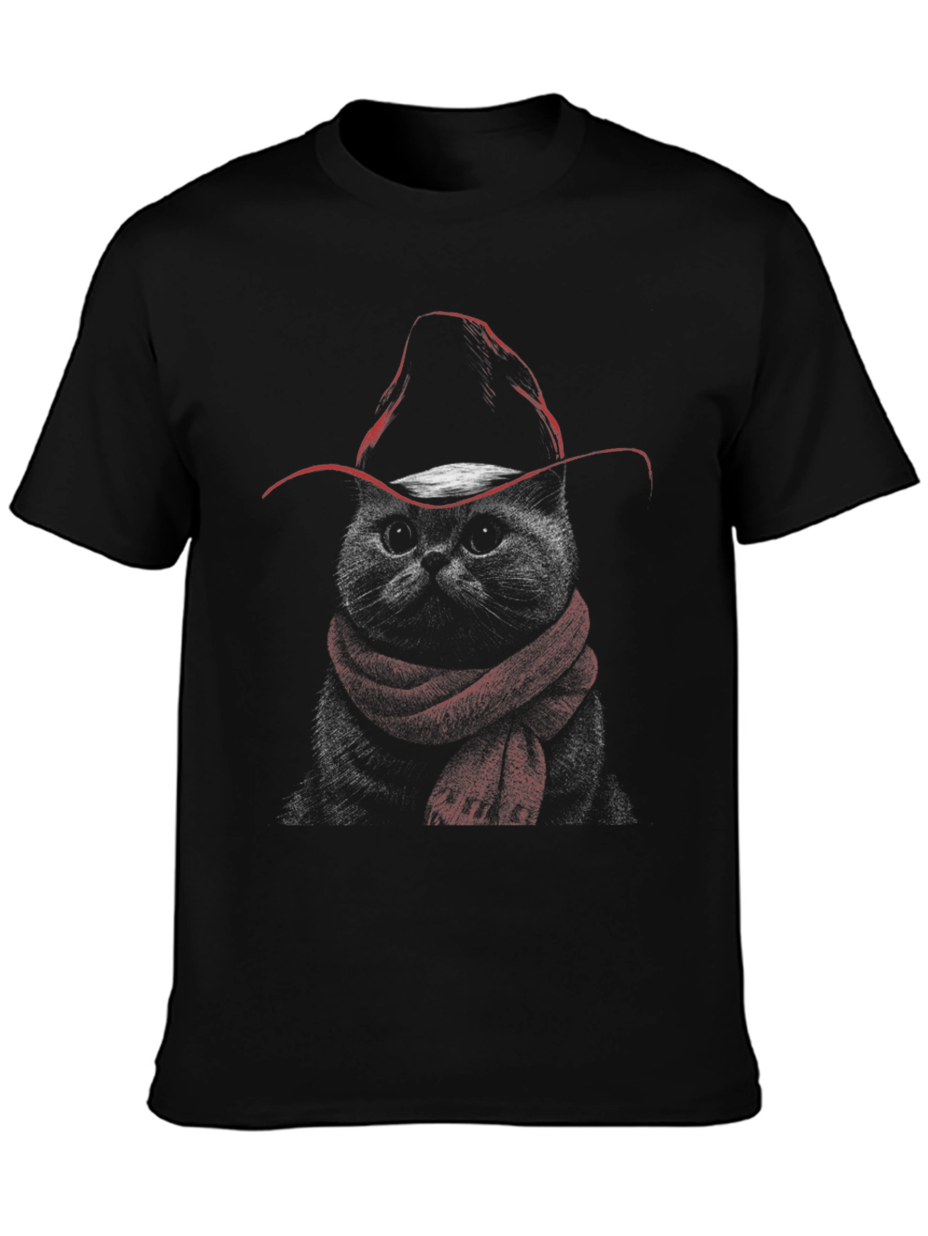 Cat Cowboy T-Shirt - Black