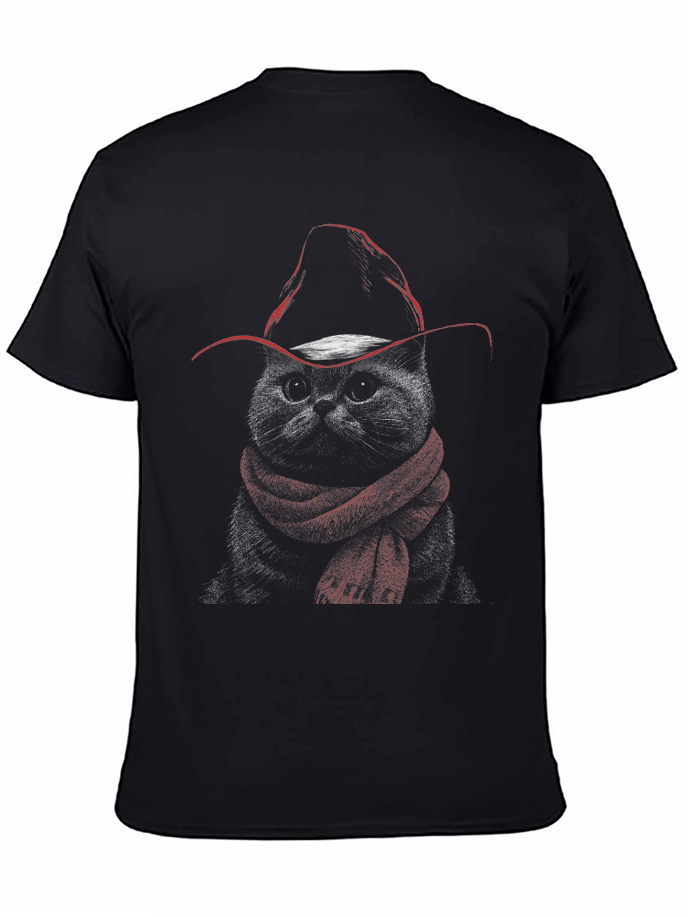 Cat Cowboy T-Shirt - Black
