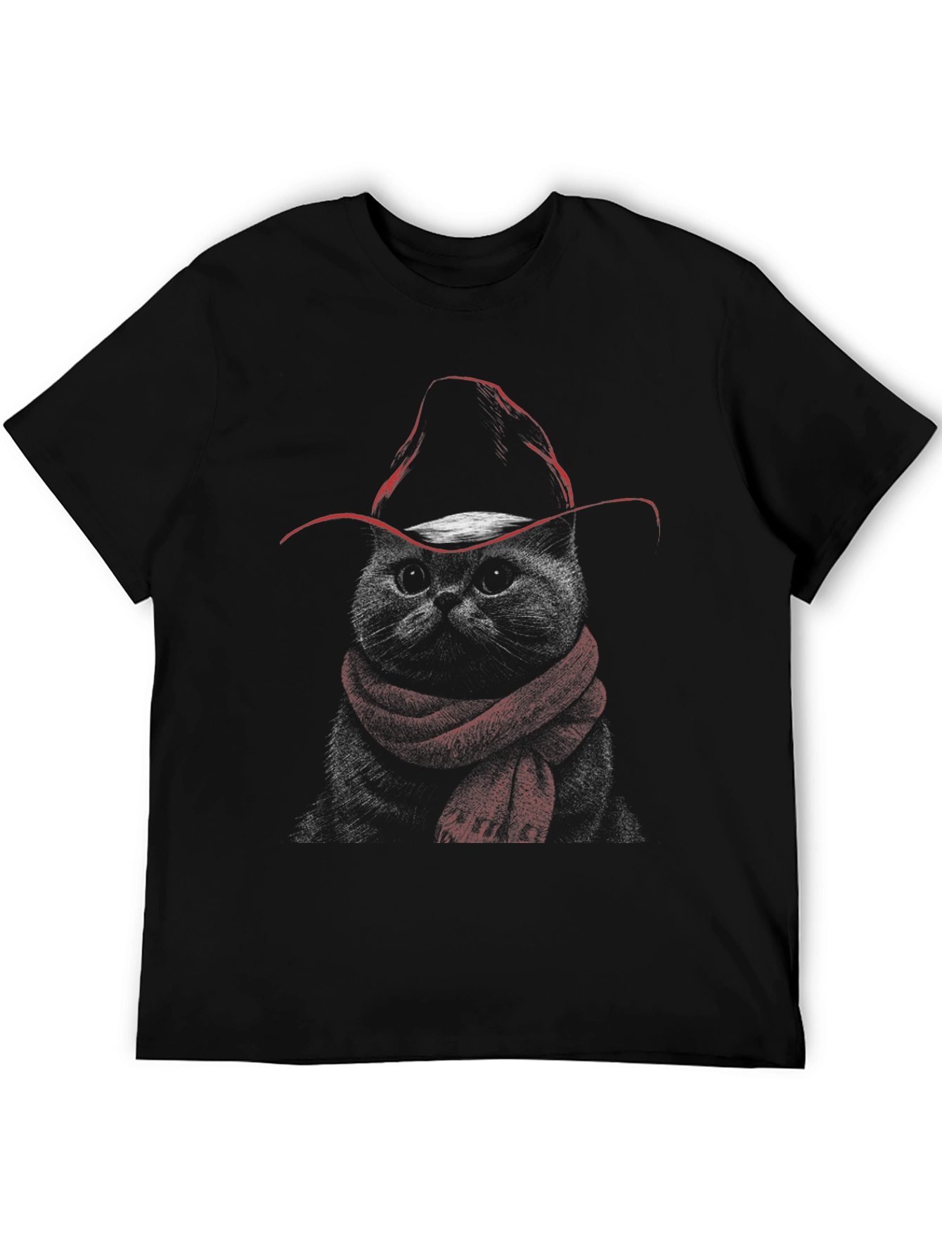 Cat Cowboy T-Shirt - Black