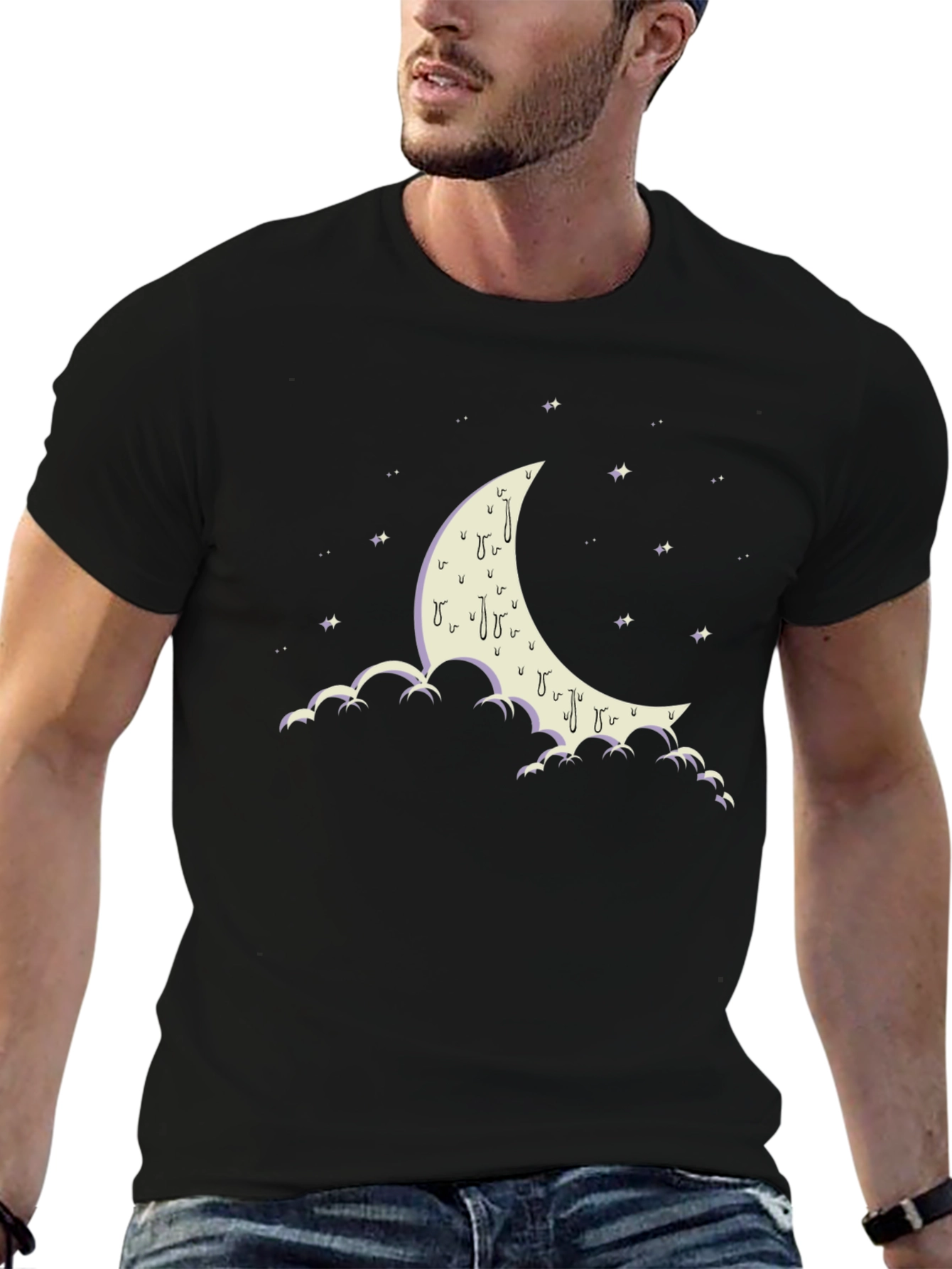 Moon & Clouds Graphic Tee - Black