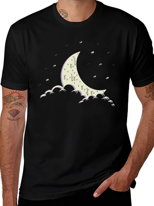 Moon & Clouds Graphic Tee - Black