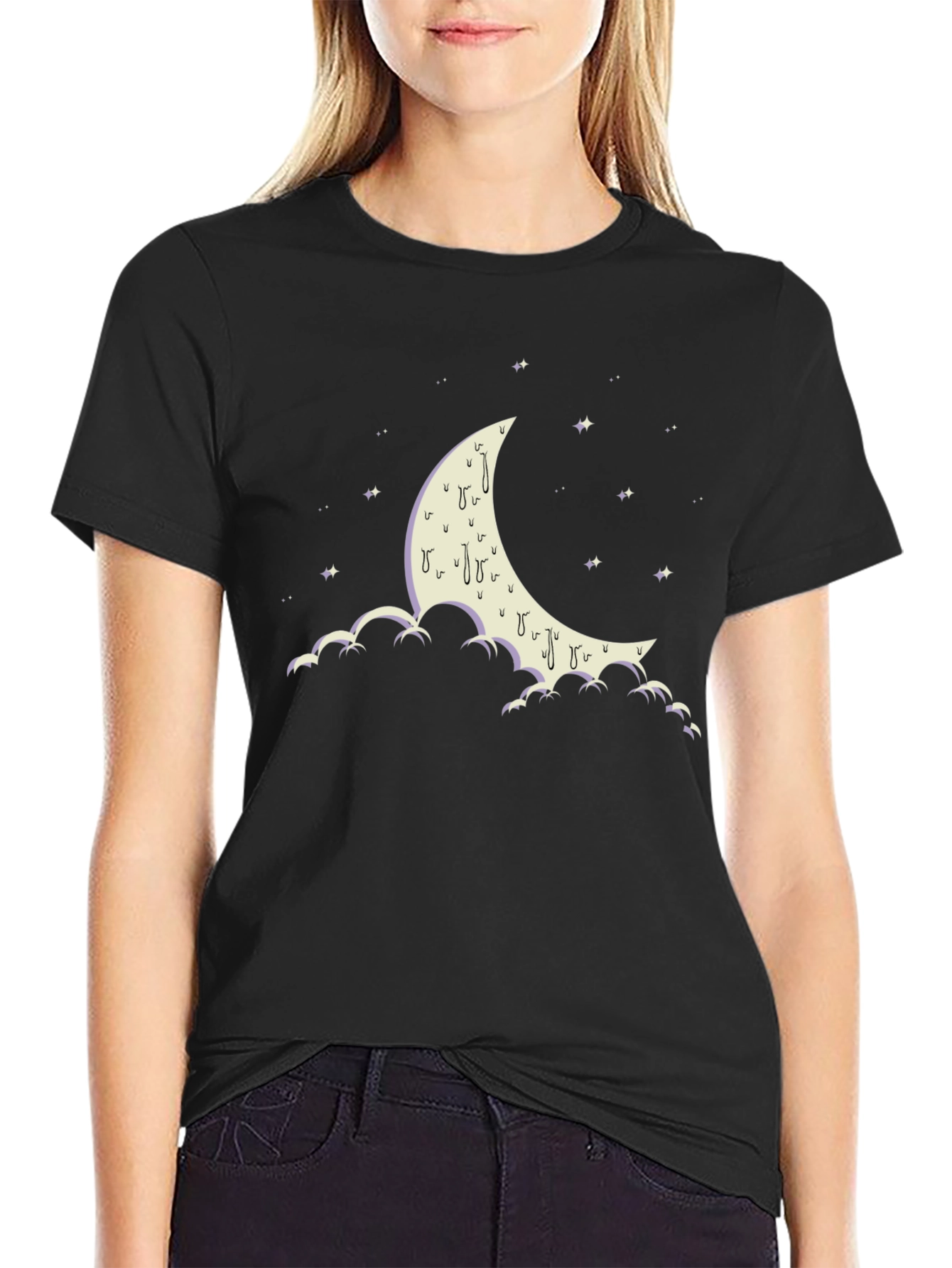 Moon & Clouds Graphic Tee - Black