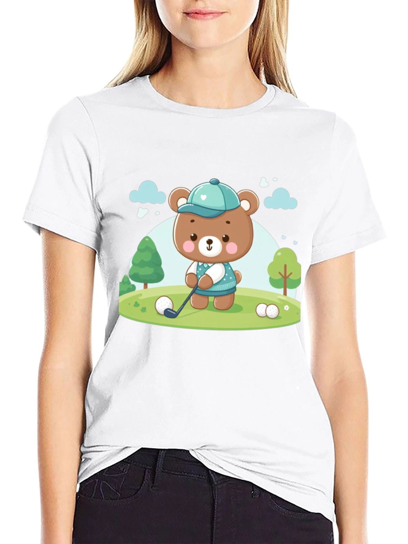Golfing Bear T-Shirt - Cartoon Tee
