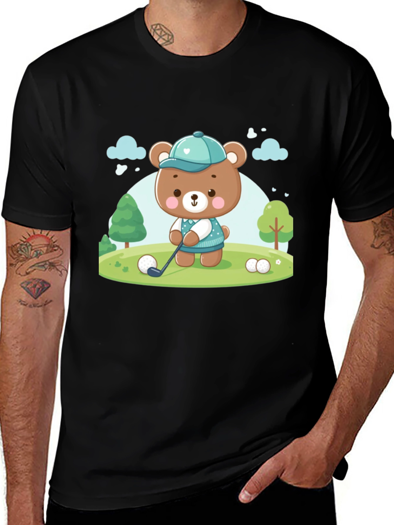 Golfing Bear T-Shirt - Cartoon Tee