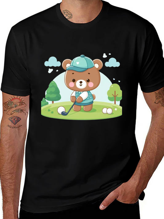 Golfing Bear T-Shirt - Cartoon Tee