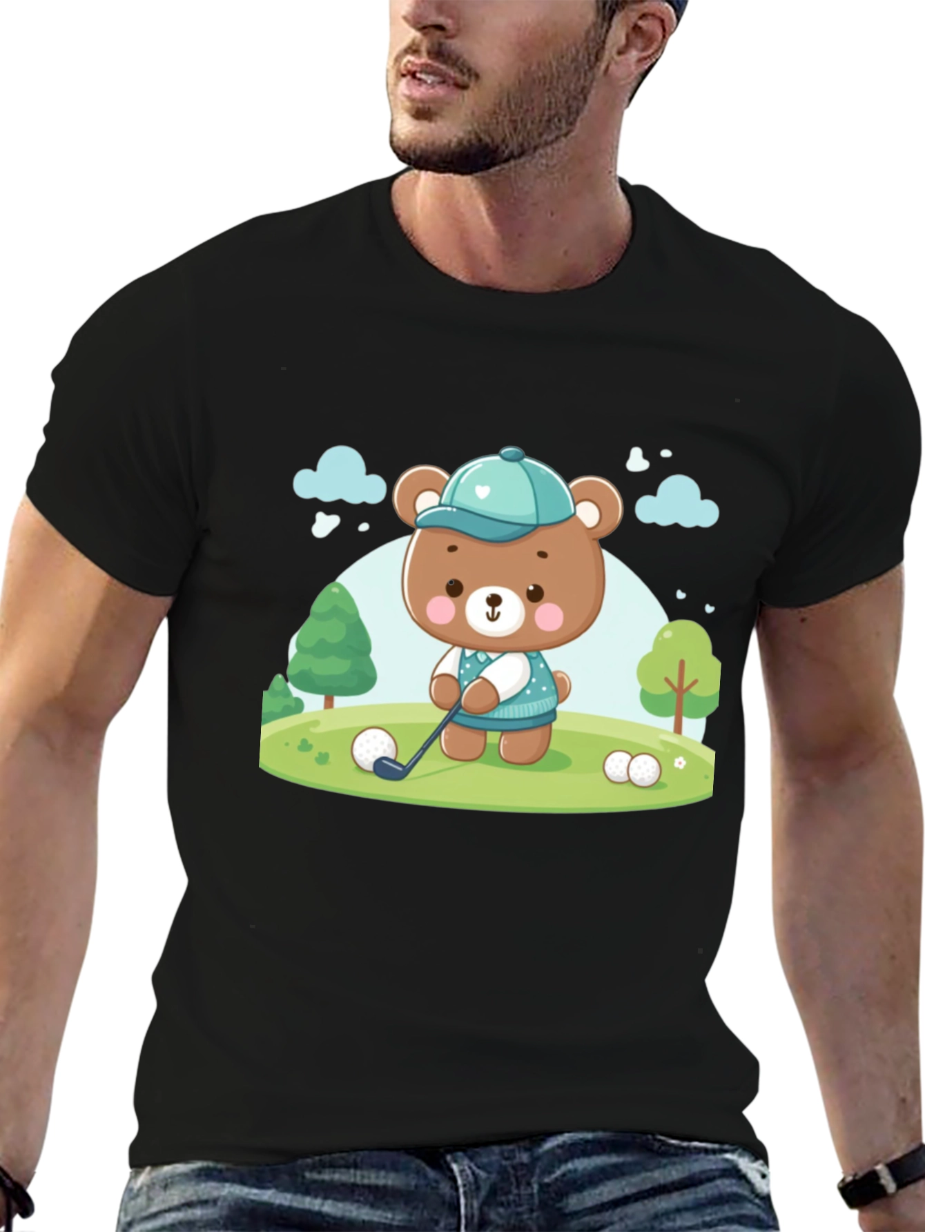 Golfing Bear T-Shirt - Cartoon Tee