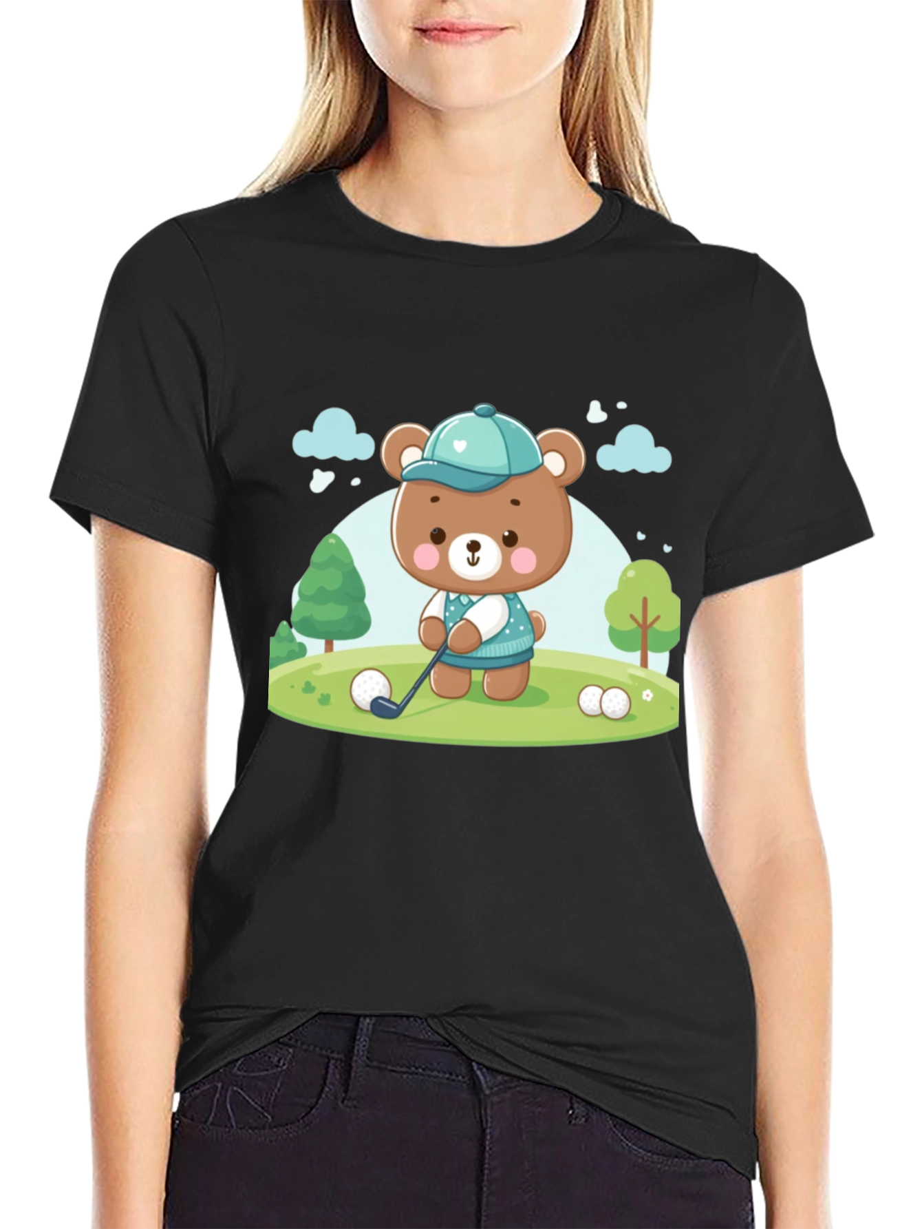 Golfing Bear T-Shirt - Cartoon Tee