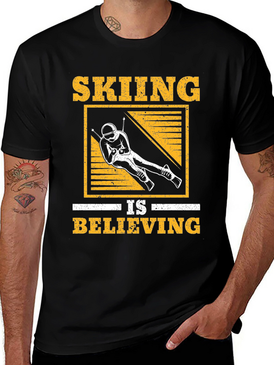 Skiing Is Believing Graphic Tee - Black