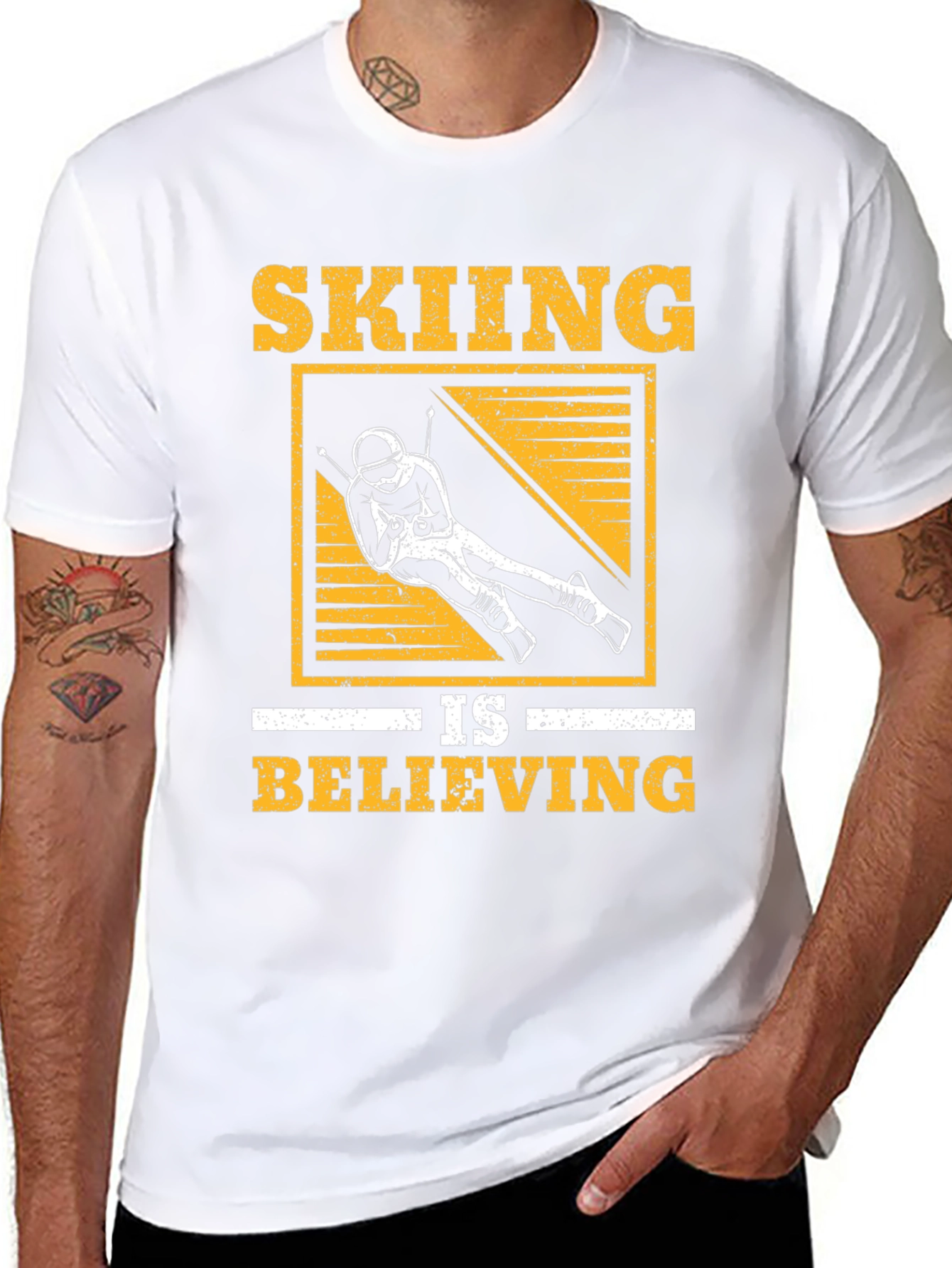 Skiing Is Believing Graphic Tee - Black