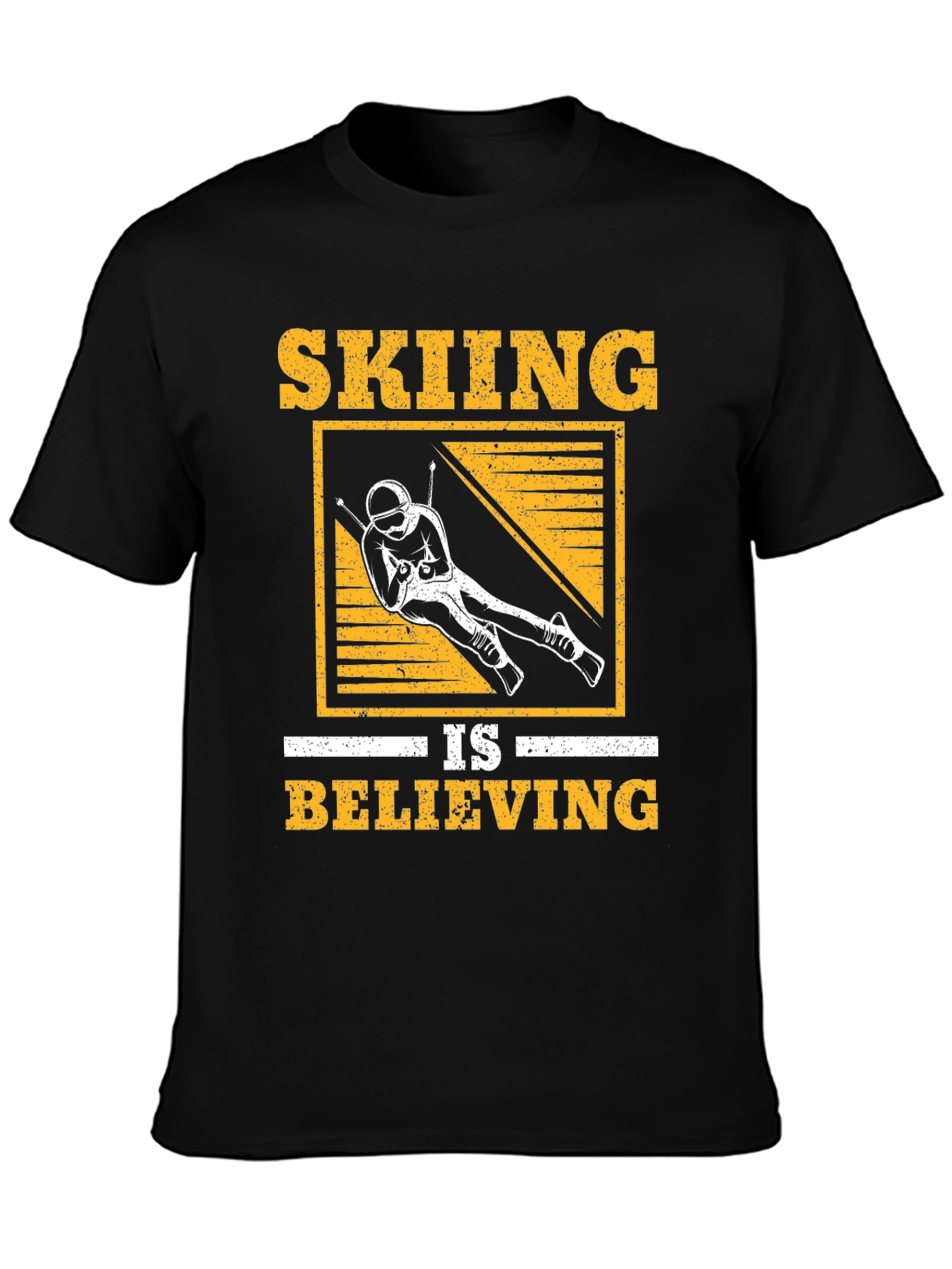 Skiing Is Believing Graphic Tee - Black