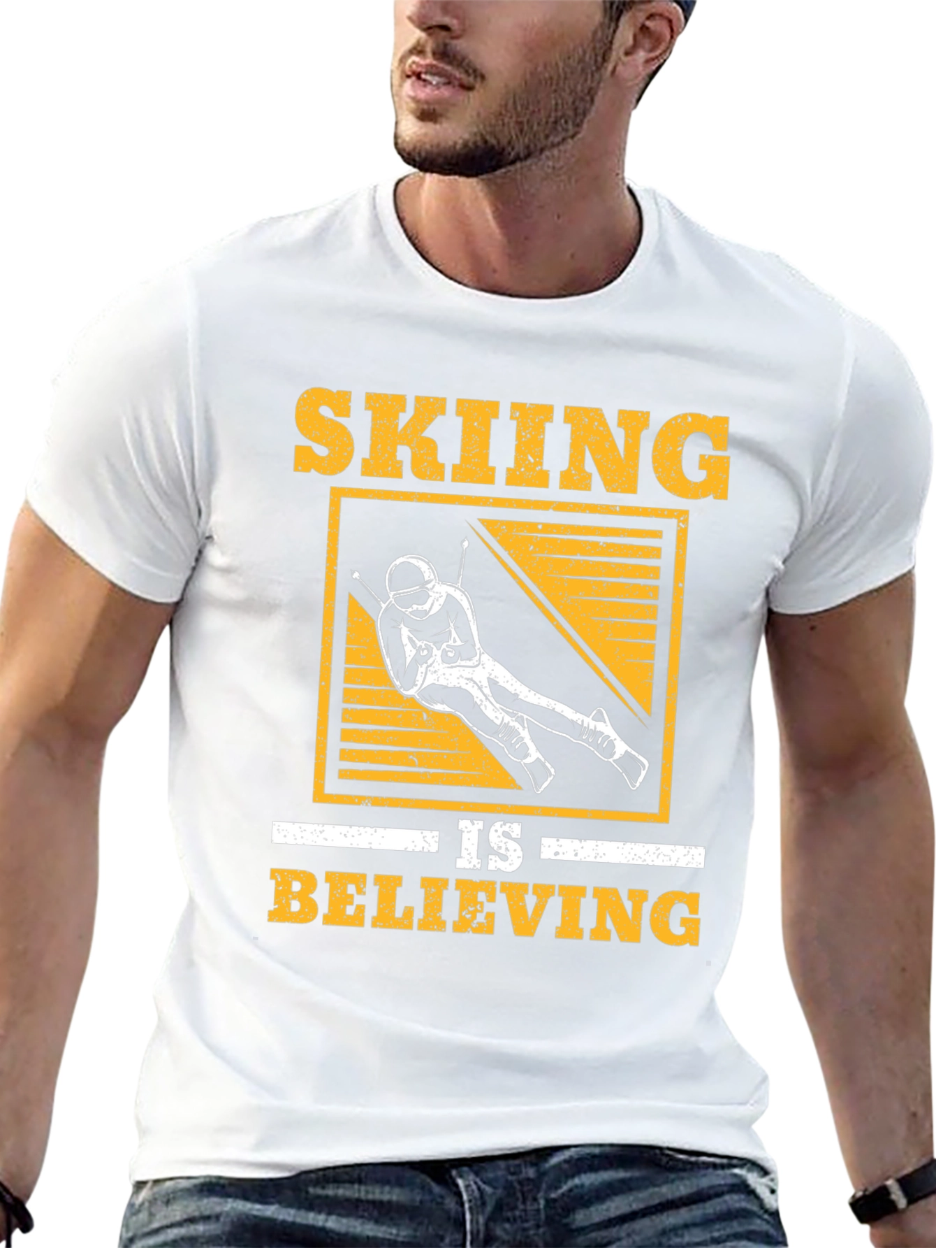 Skiing Is Believing Graphic Tee - Black