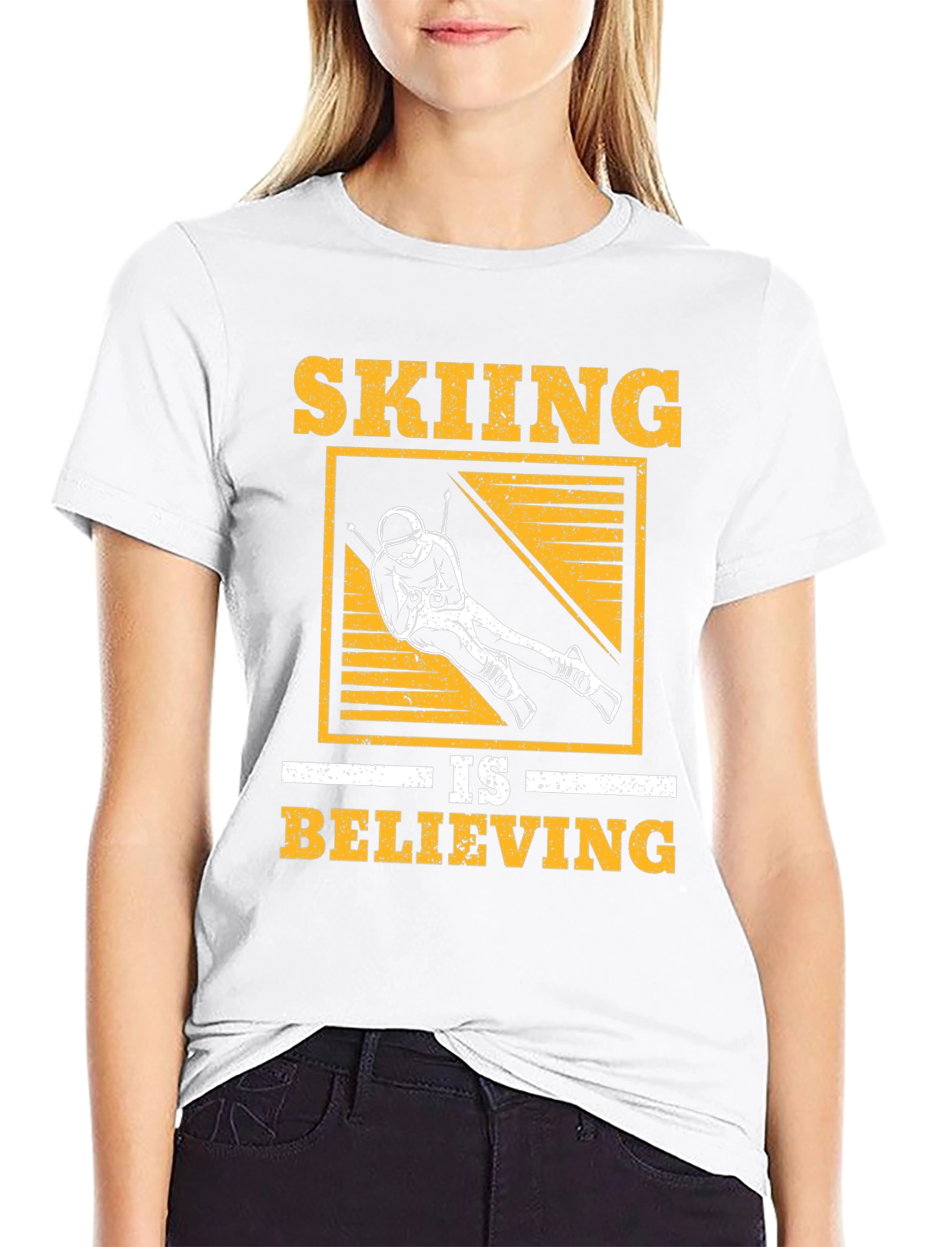 Skiing Is Believing Graphic Tee - Black