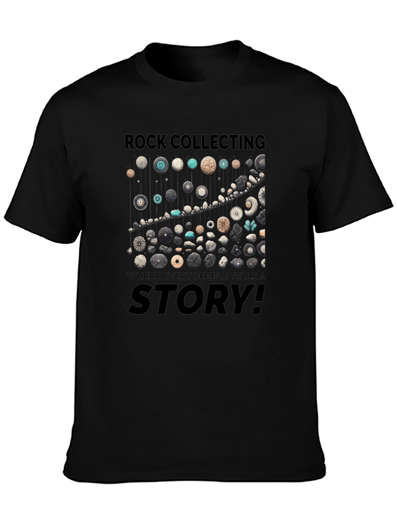 Rock Collecting Story Graphic Tee - Black
