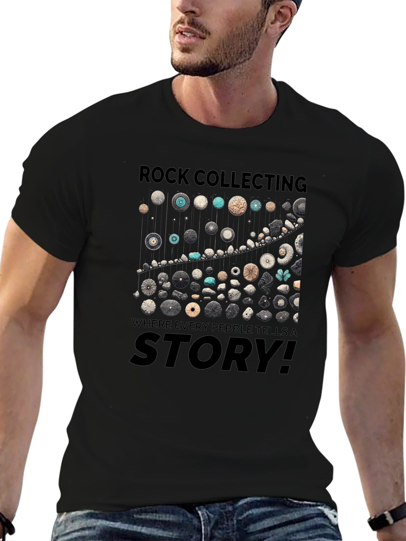 Rock Collecting Story Graphic Tee - Black