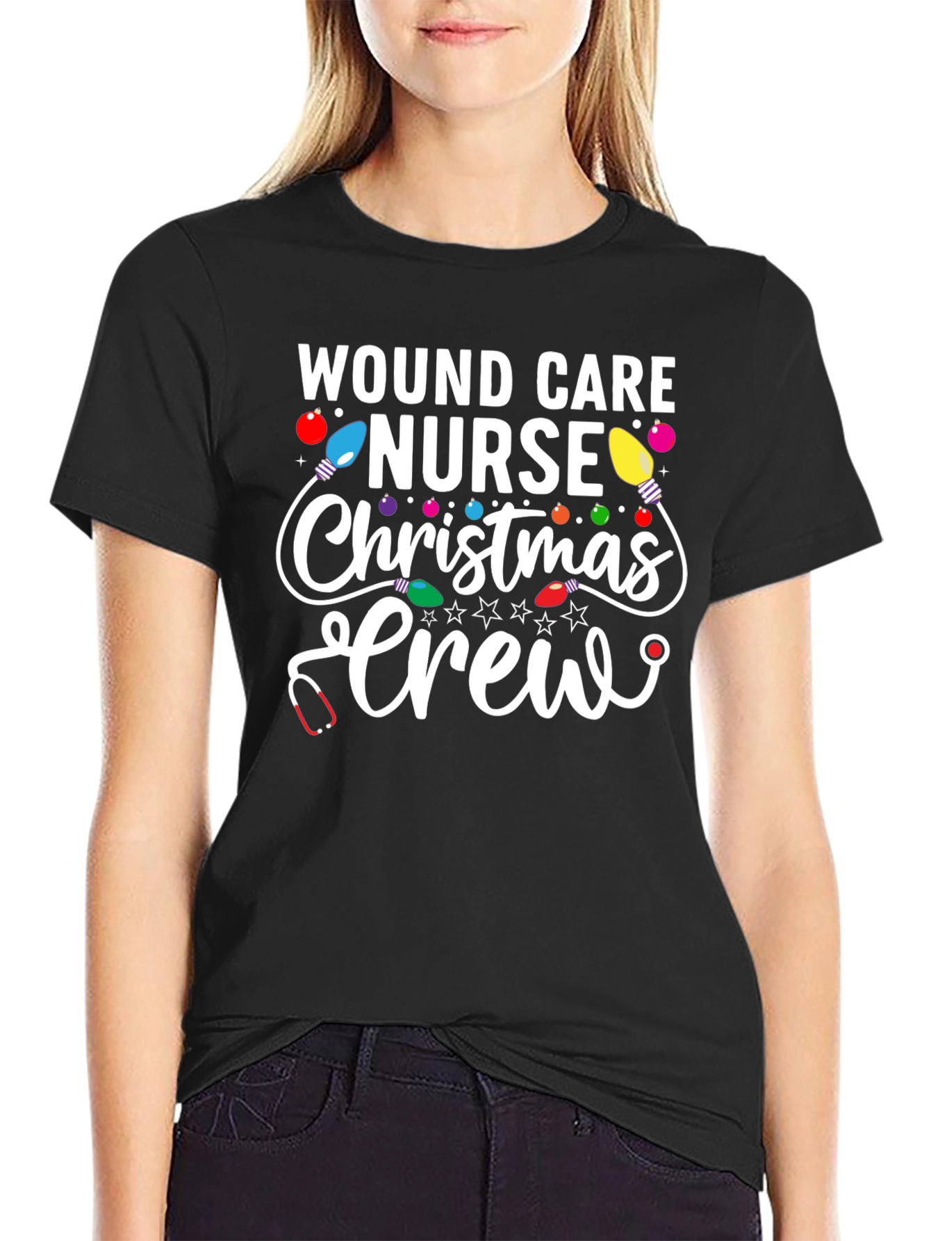 Wound Care Nurse Christmas Crew T-Shirt