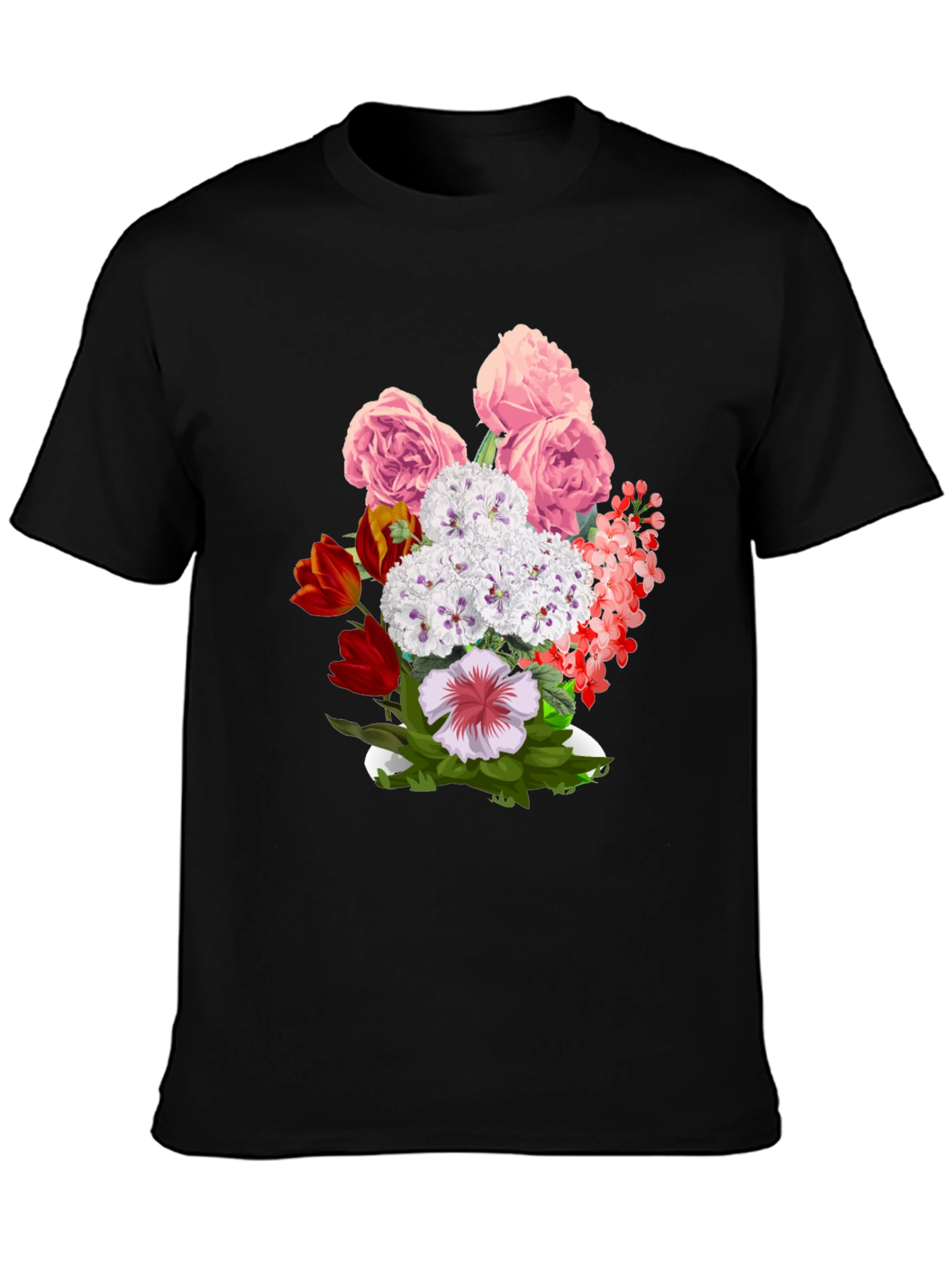 Floral Print Black T-Shirt