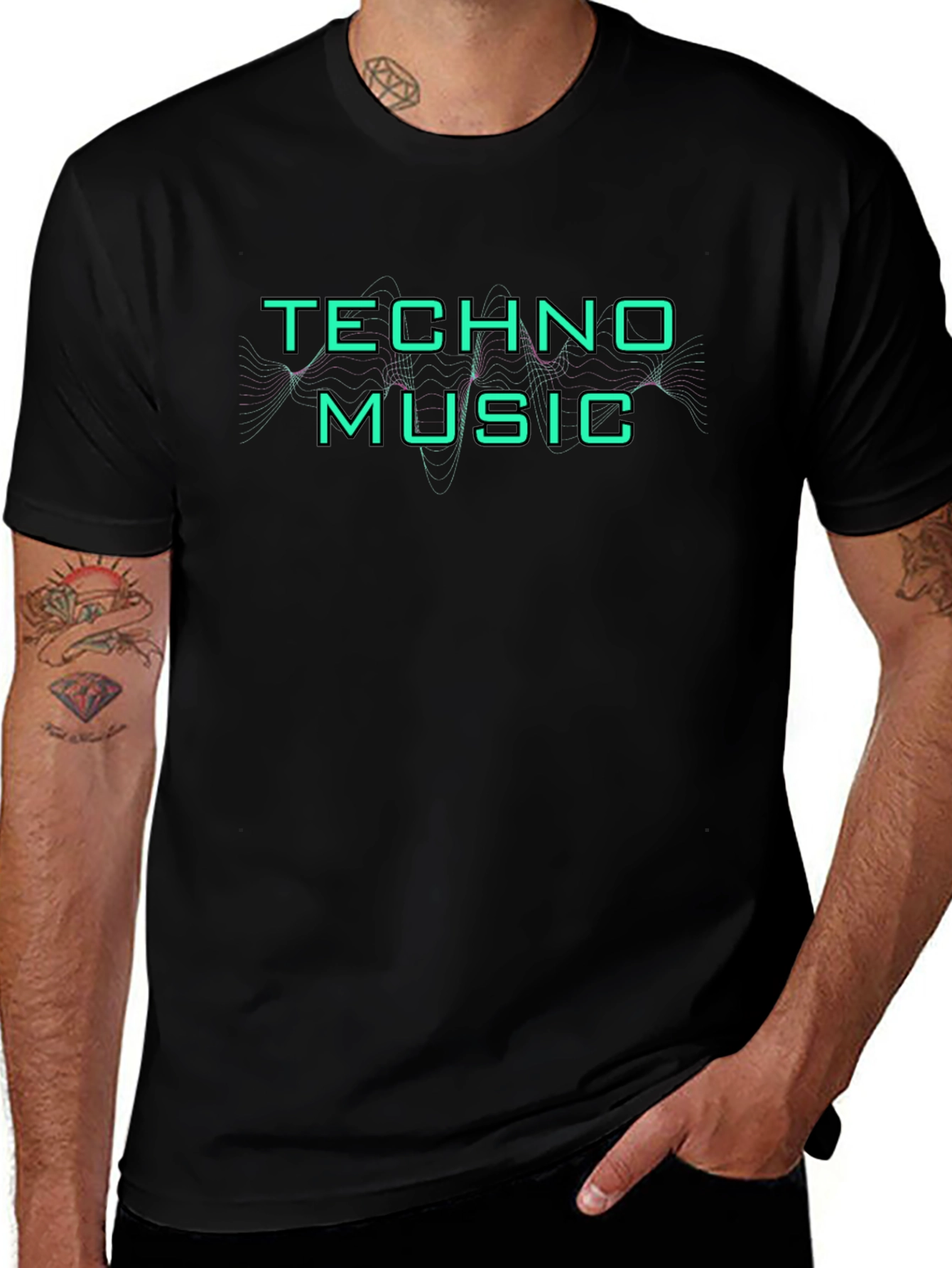 Techno Music Graphic Tee - Black Cotton T-Shirt