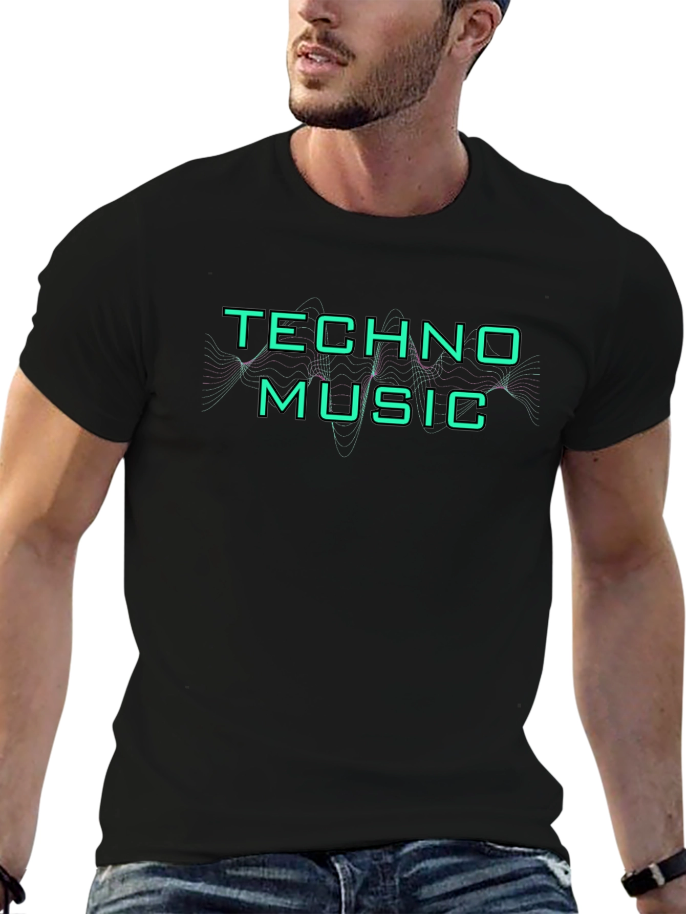 Techno Music Graphic Tee - Black Cotton T-Shirt