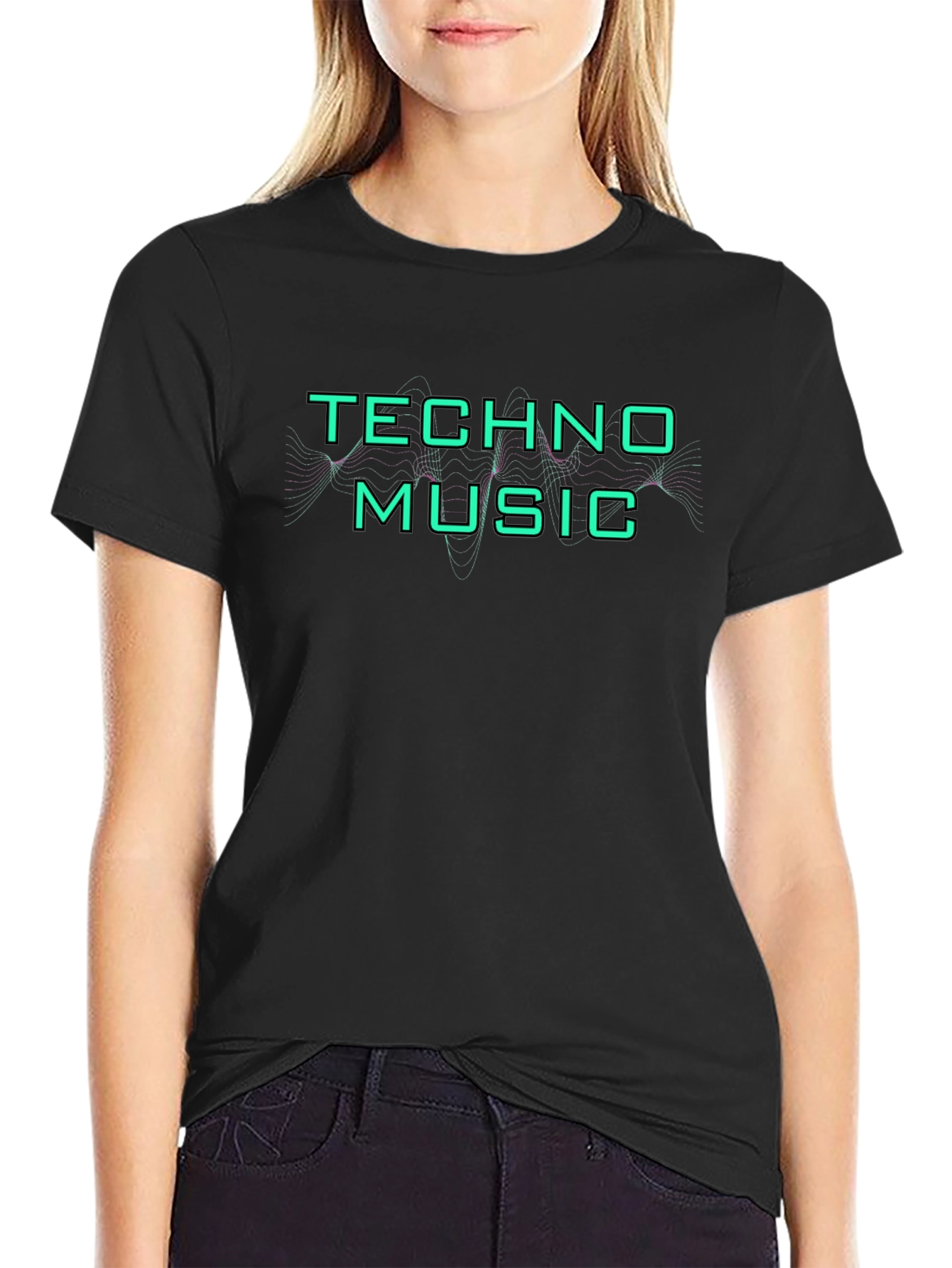 Techno Music Graphic Tee - Black Cotton T-Shirt