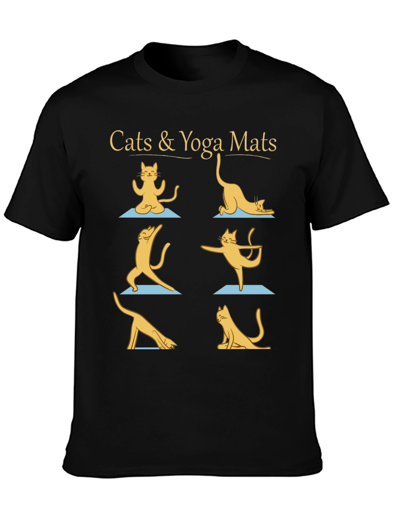 Cats & Yoga Mats Graphic Tee - Black