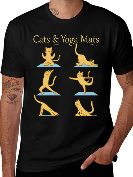 Cats & Yoga Mats Graphic Tee - Black