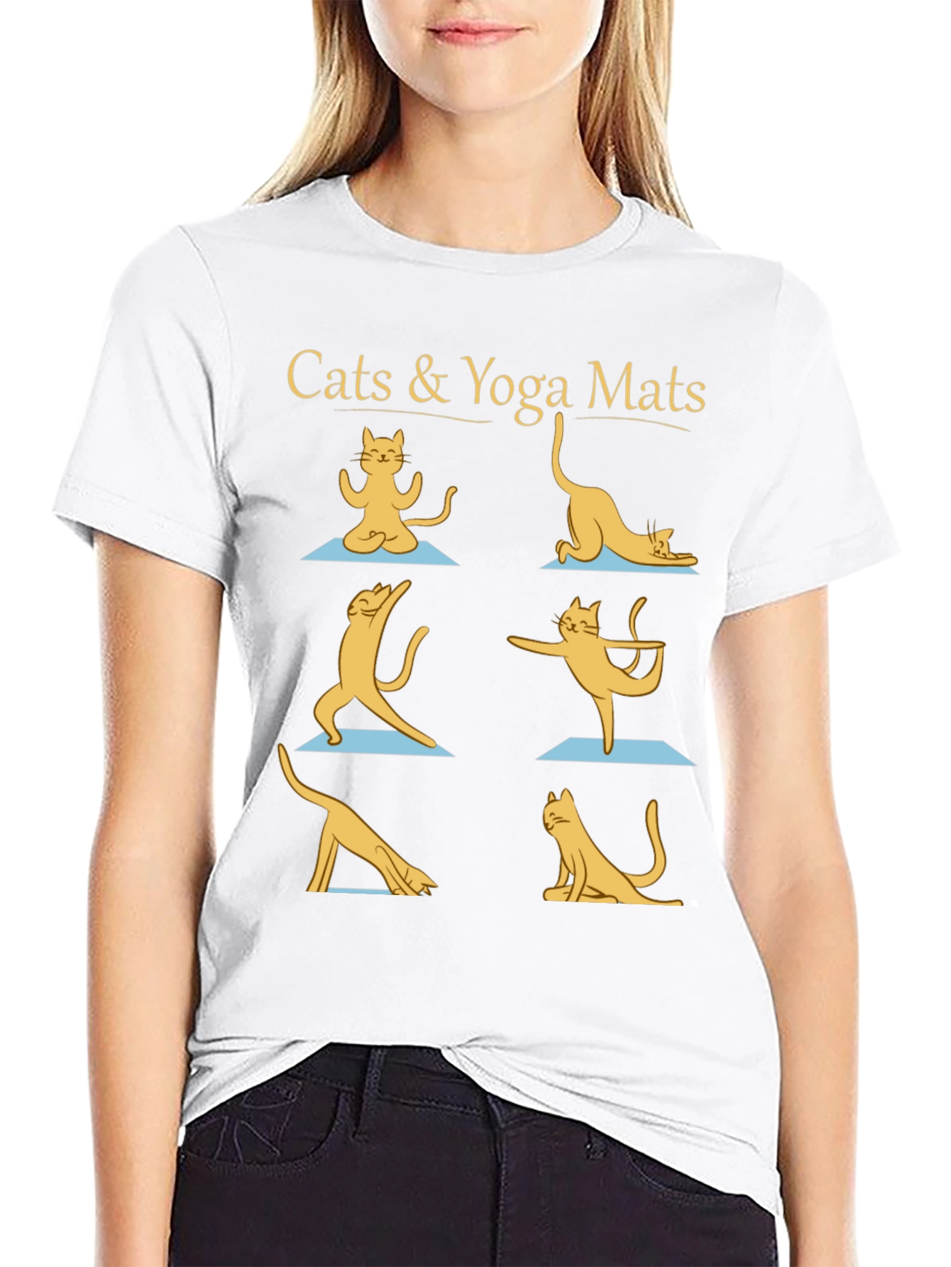 Cats & Yoga Mats Graphic Tee - Black