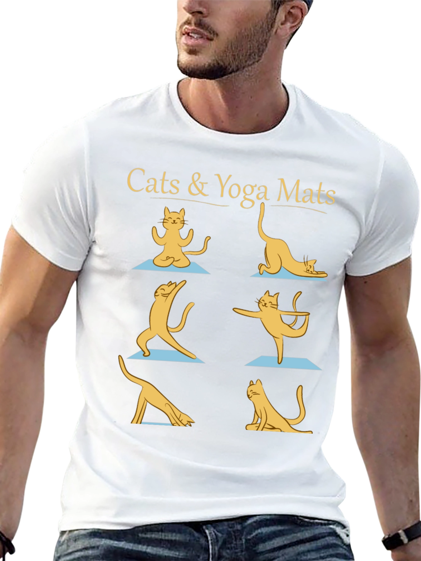 Cats & Yoga Mats Graphic Tee - Black