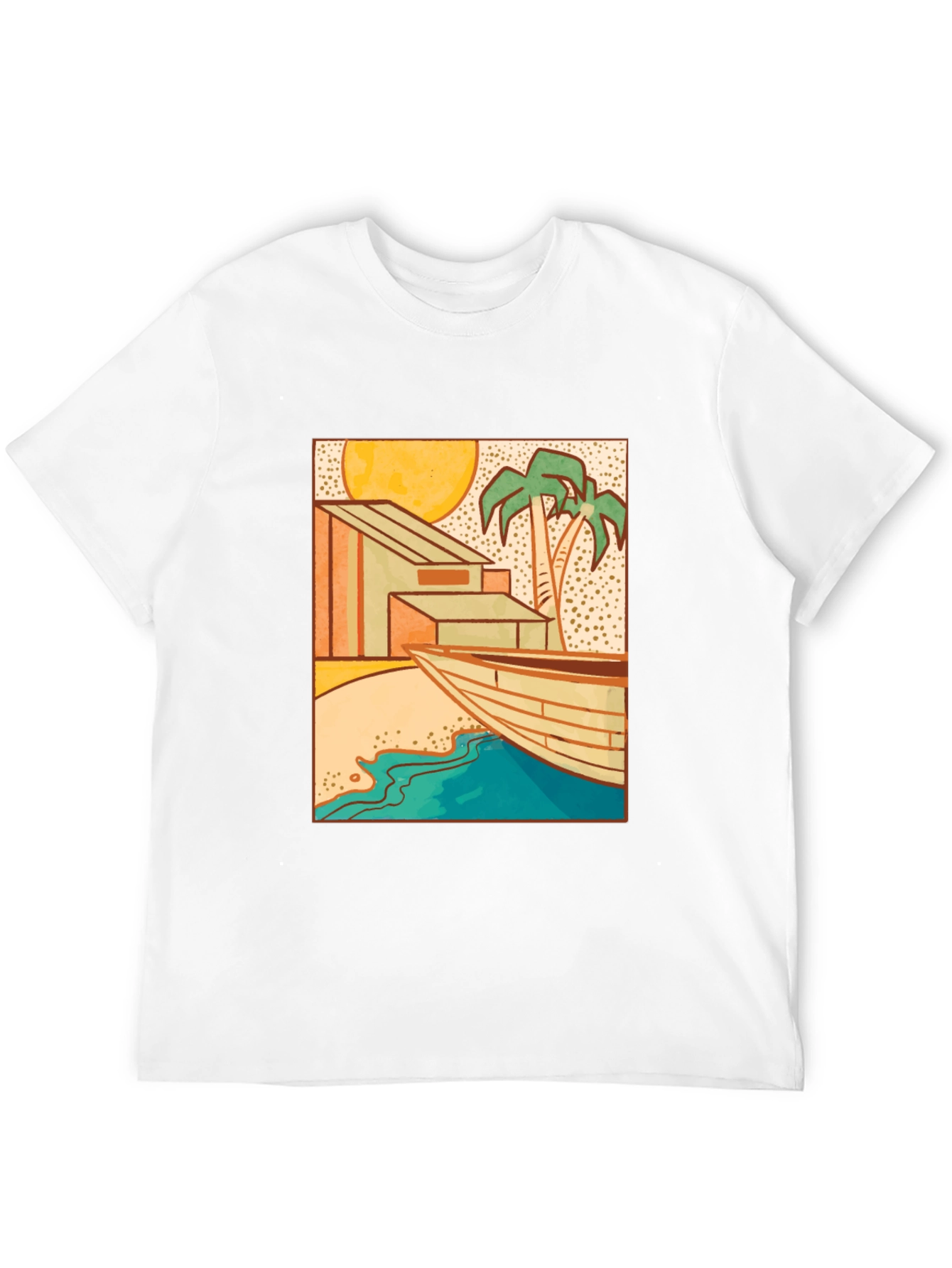 Beach House Graphic Black T-Shirt
