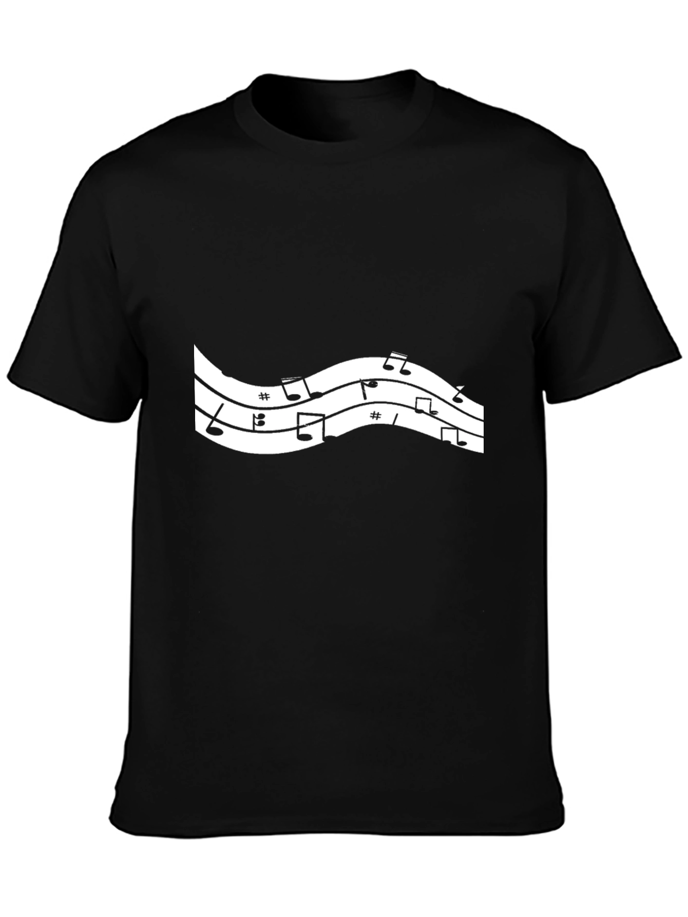 Musical Notes Graphic Black T-Shirt