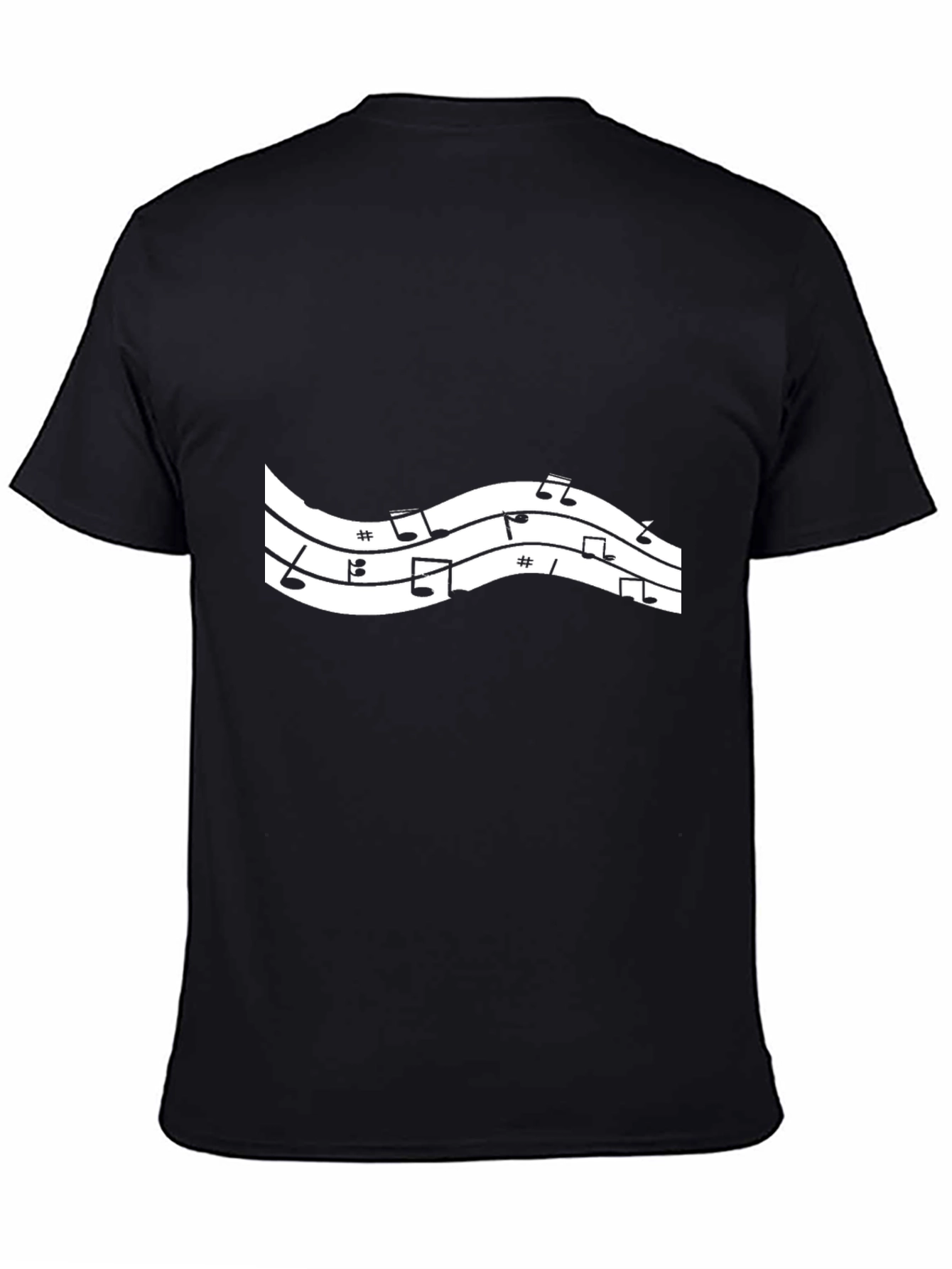 Musical Notes Graphic Black T-Shirt