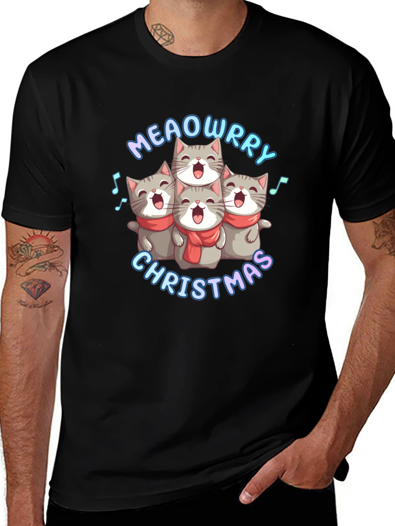 Meowrry Christmas Cat Choir T-Shirt