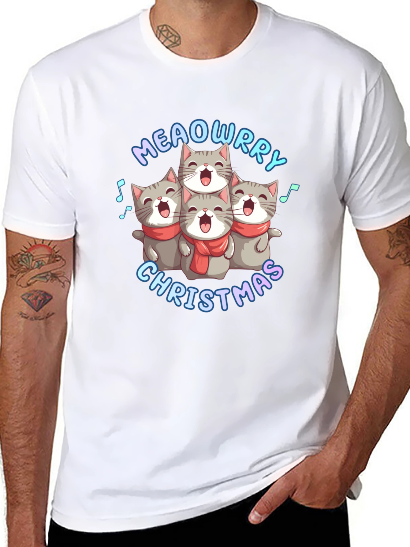Meowrry Christmas Cat Choir T-Shirt