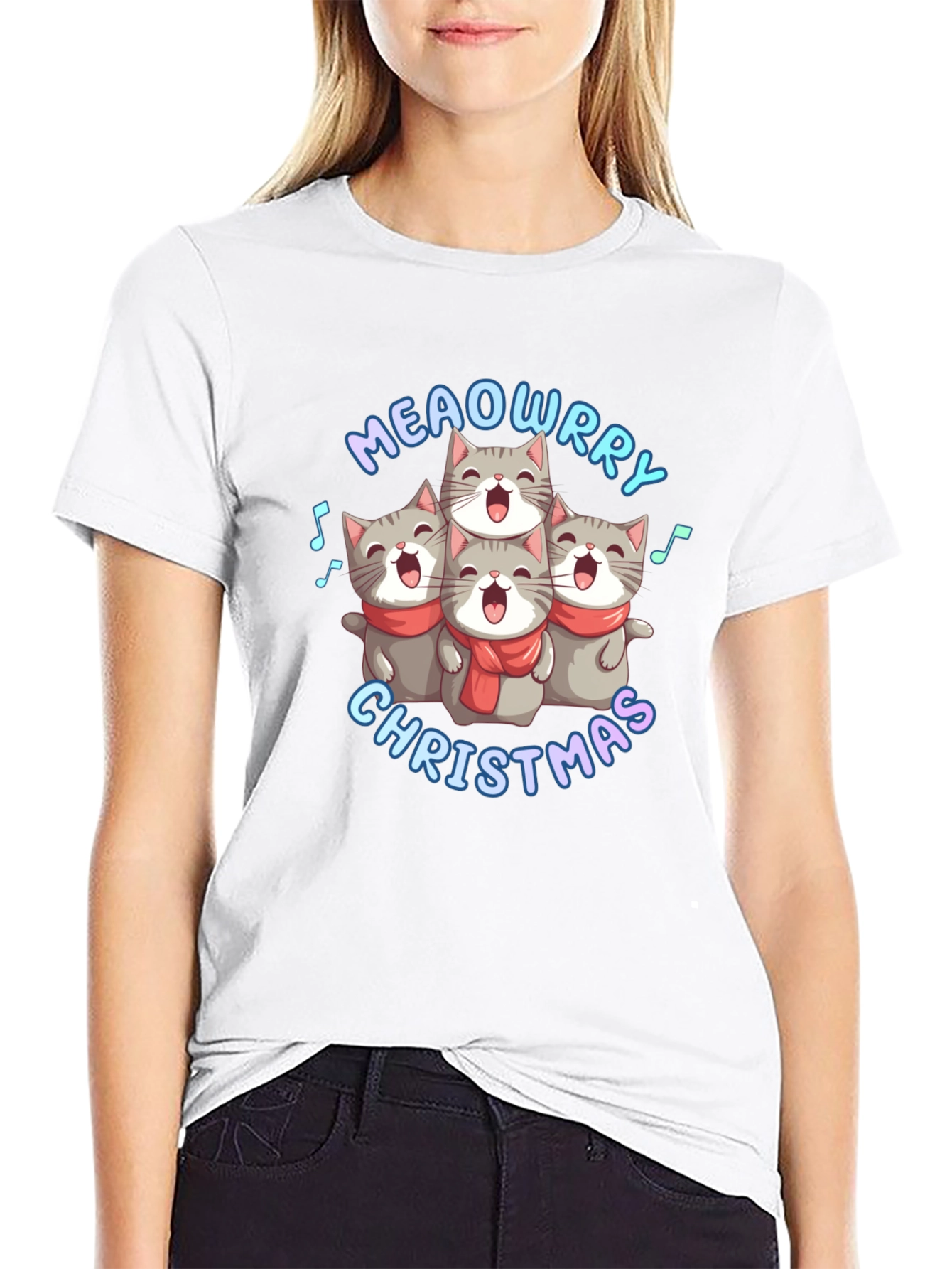 Meowrry Christmas Cat Choir T-Shirt