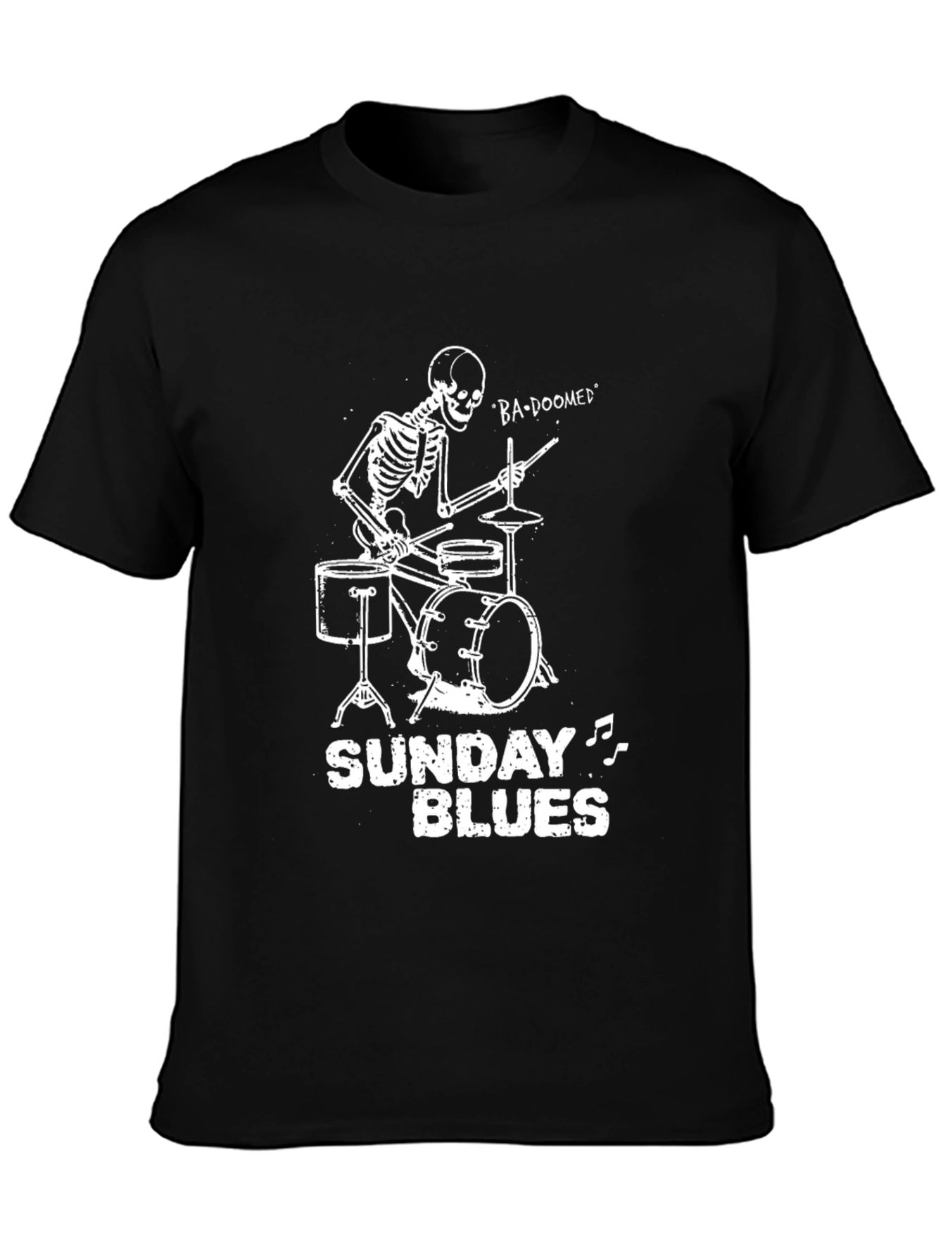 Skeleton Drummer Sunday Blues Graphic Tee