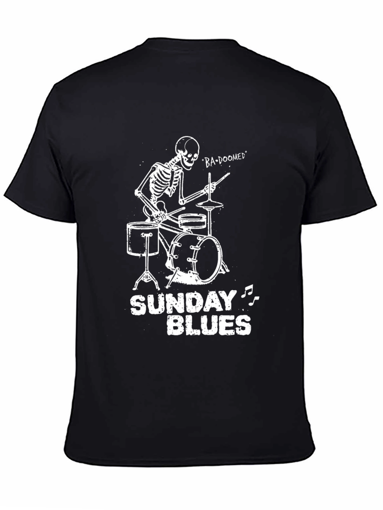 Skeleton Drummer Sunday Blues Graphic Tee