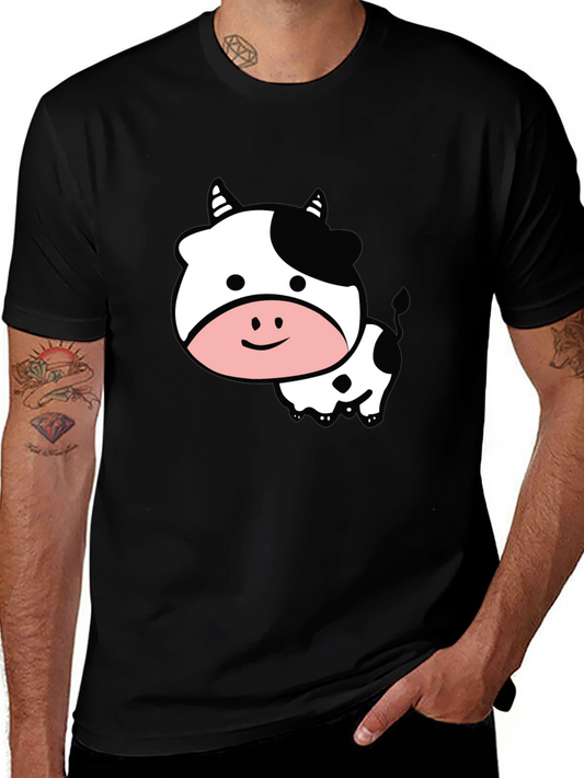 Cute Cow Graphic Black T-Shirt