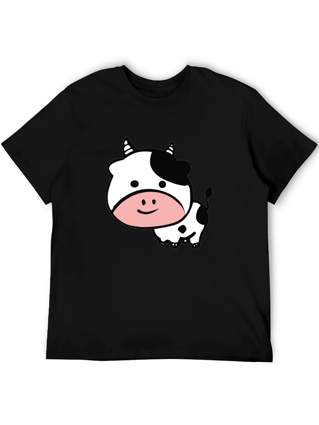Cute Cow Graphic Black T-Shirt