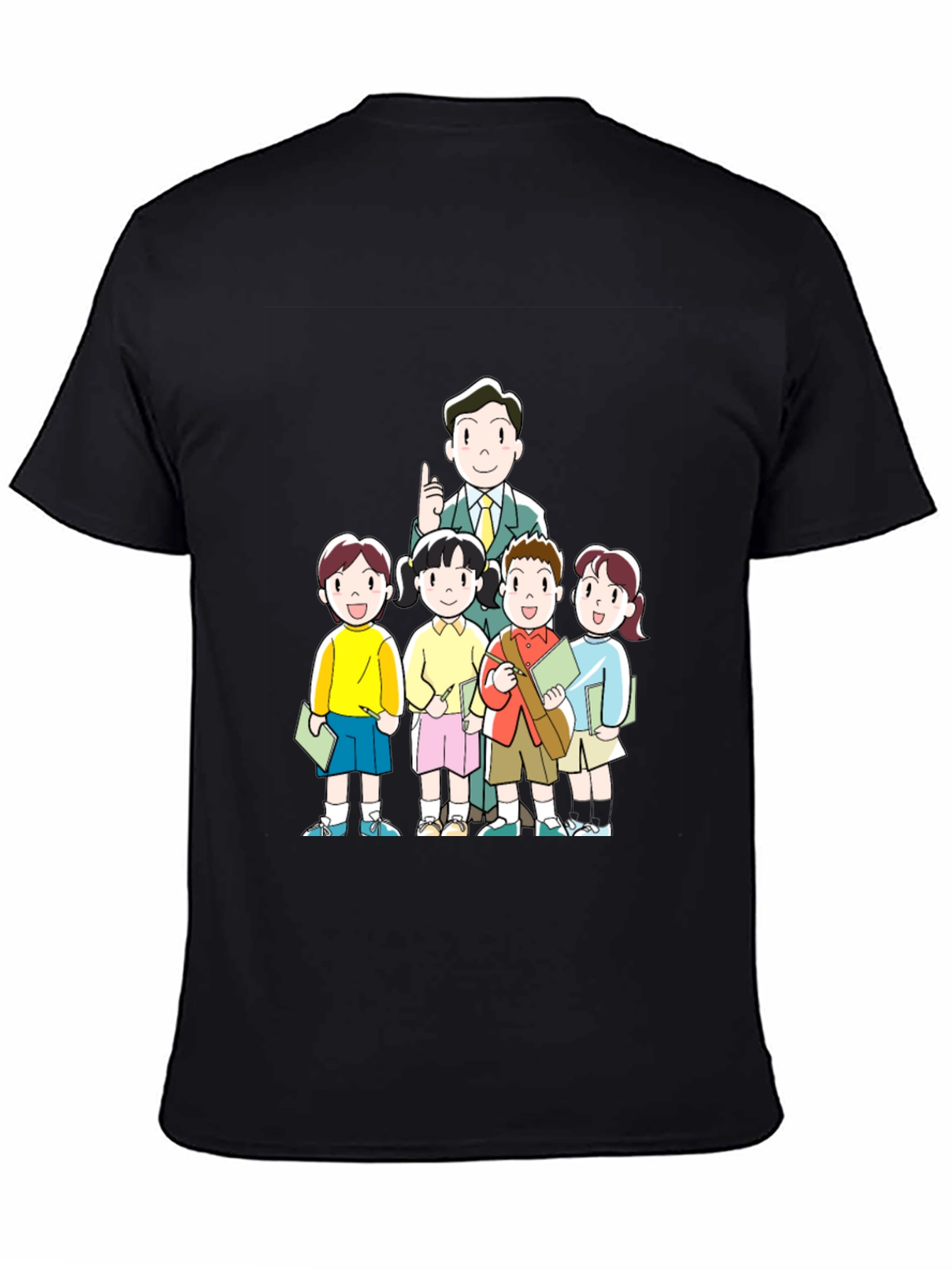 Anime Teacher & Students Black T-Shirt