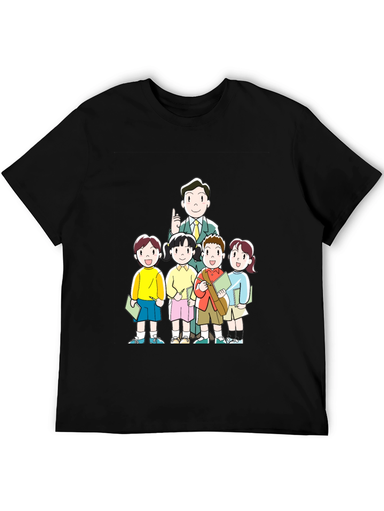 Anime Teacher & Students Black T-Shirt