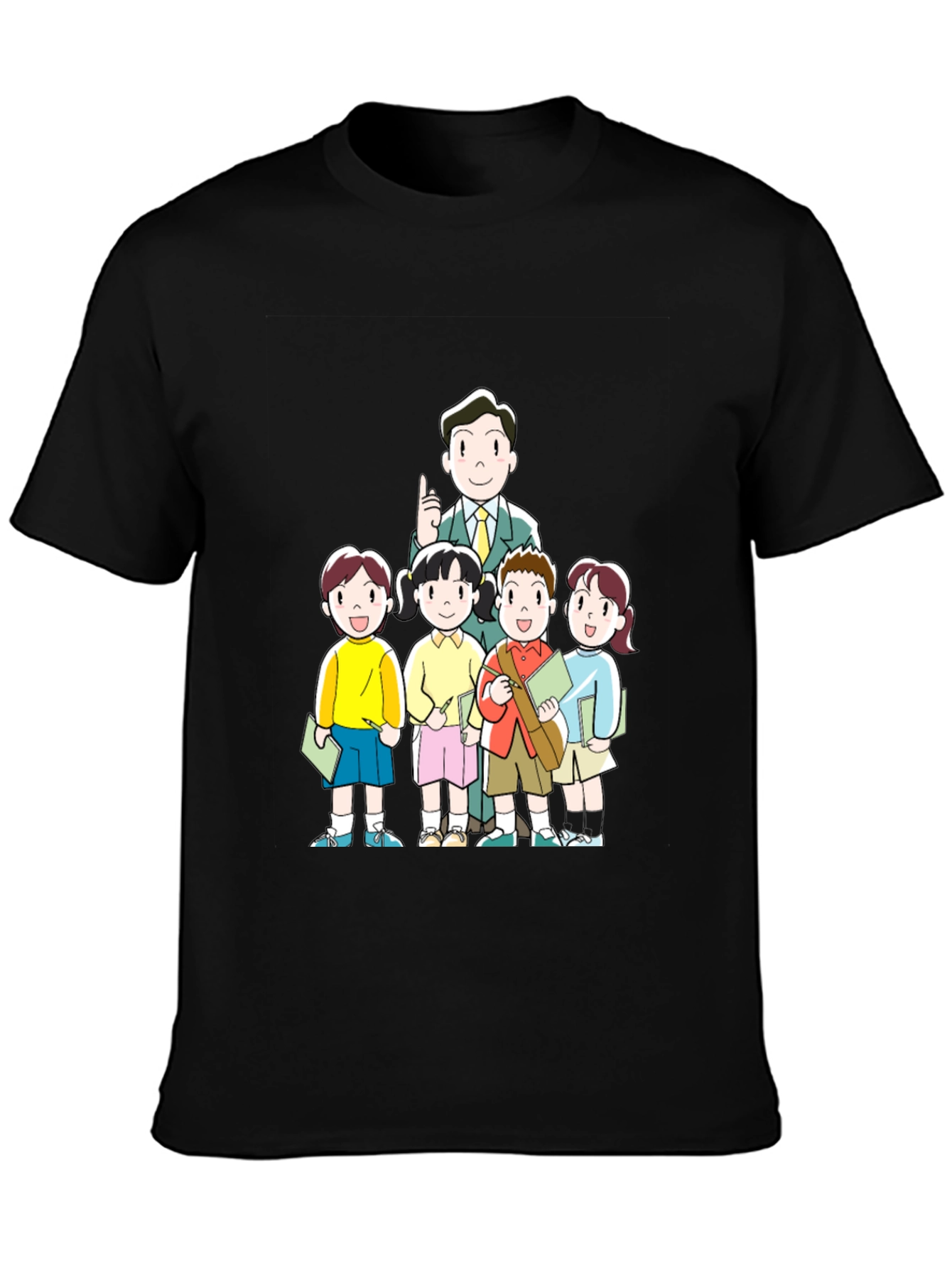 Anime Teacher & Students Black T-Shirt