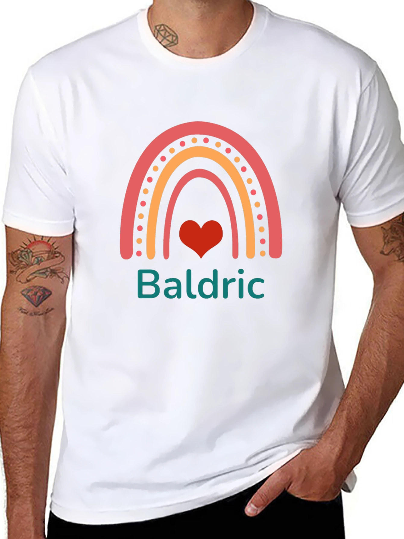 Baldric Rainbow Heart Personalized T-Shirt