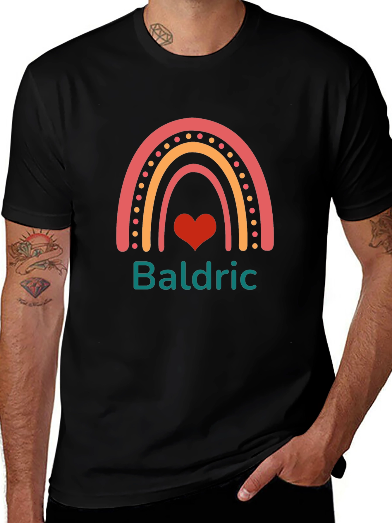 Baldric Rainbow Heart Personalized T-Shirt
