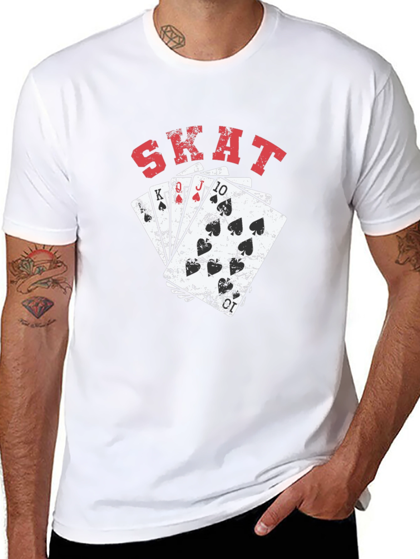 Skat Card Game Graphic Tee - Black Casual T-Shirt