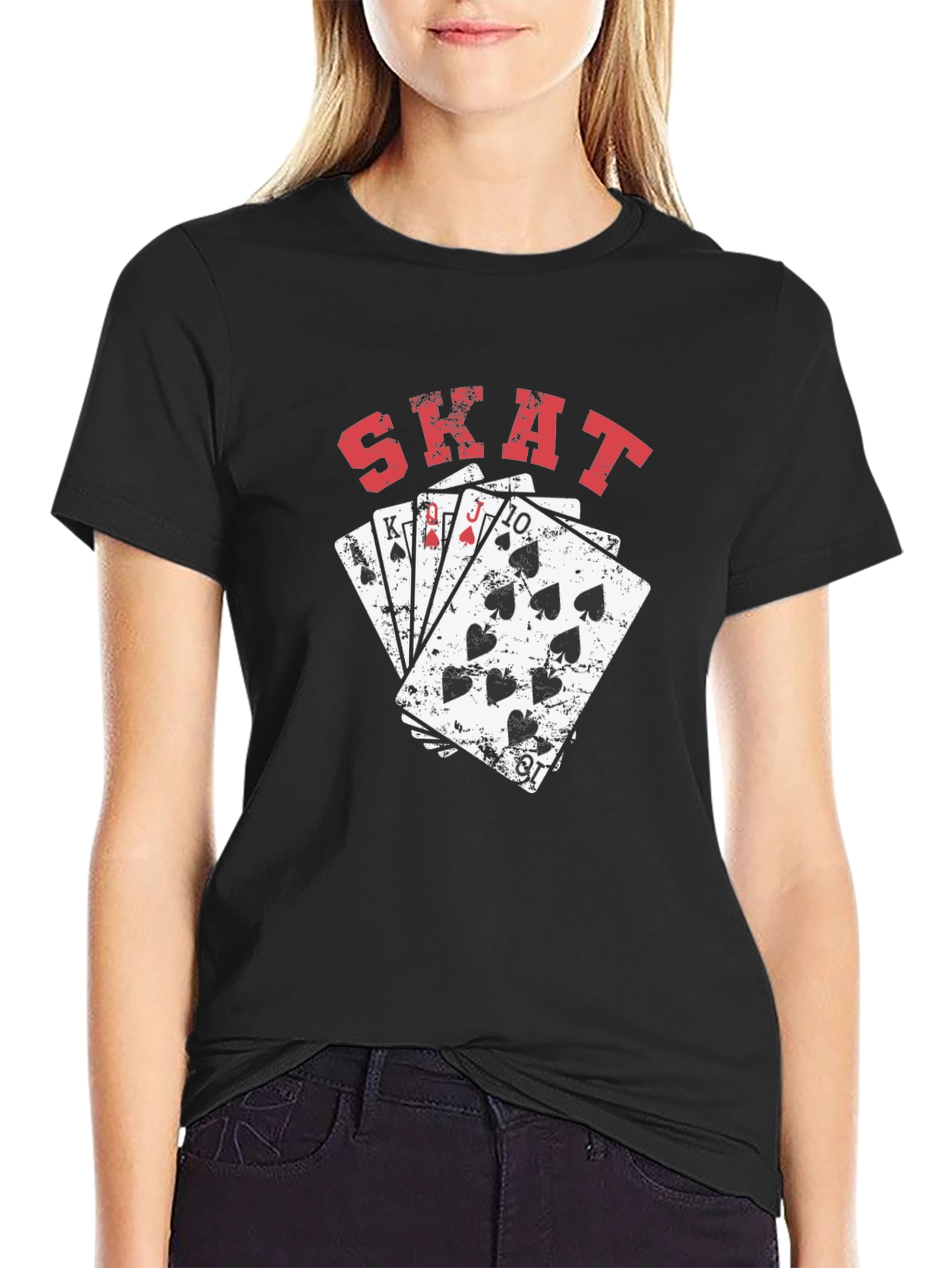 Skat Card Game Graphic Tee - Black Casual T-Shirt
