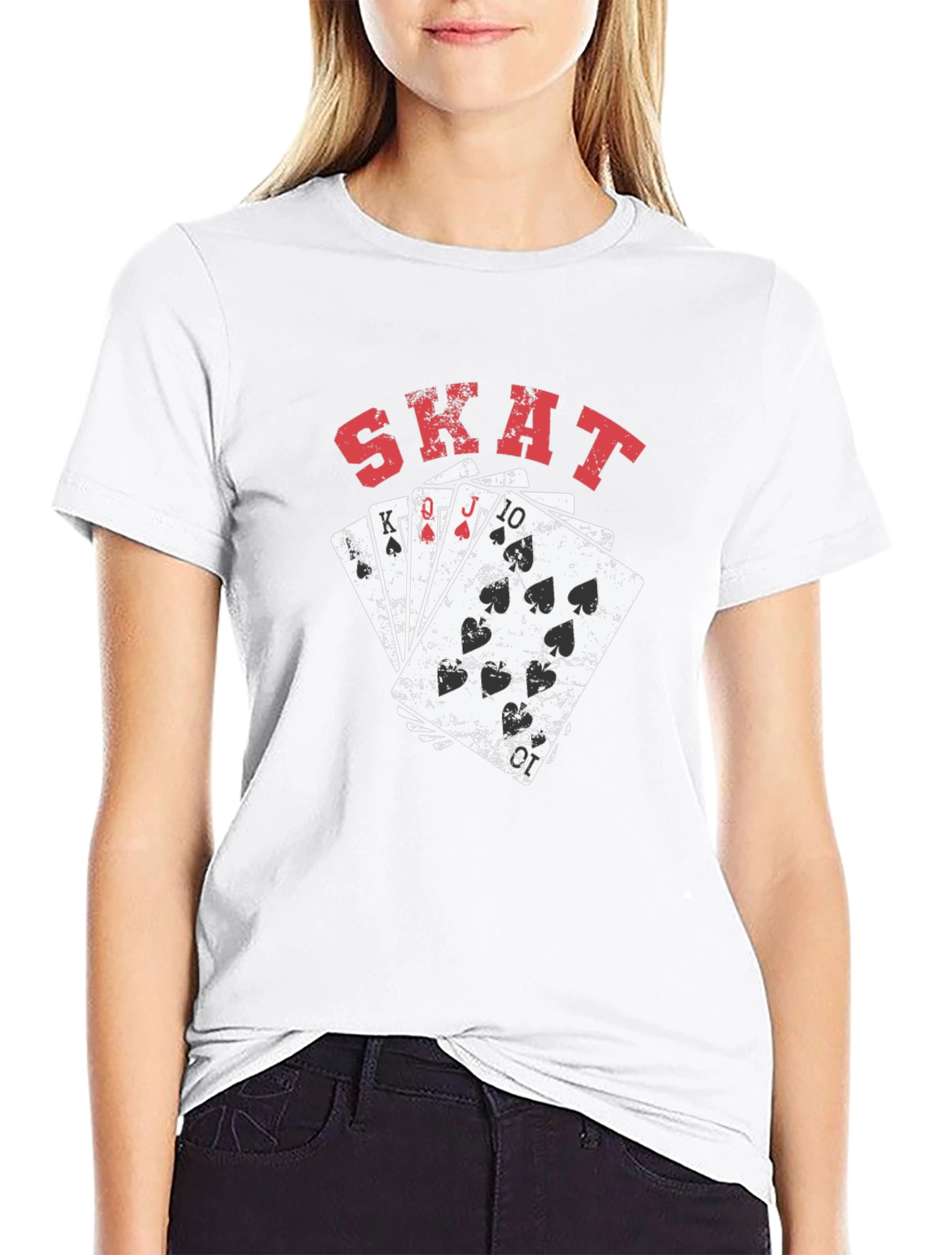 Skat Card Game Graphic Tee - Black Casual T-Shirt