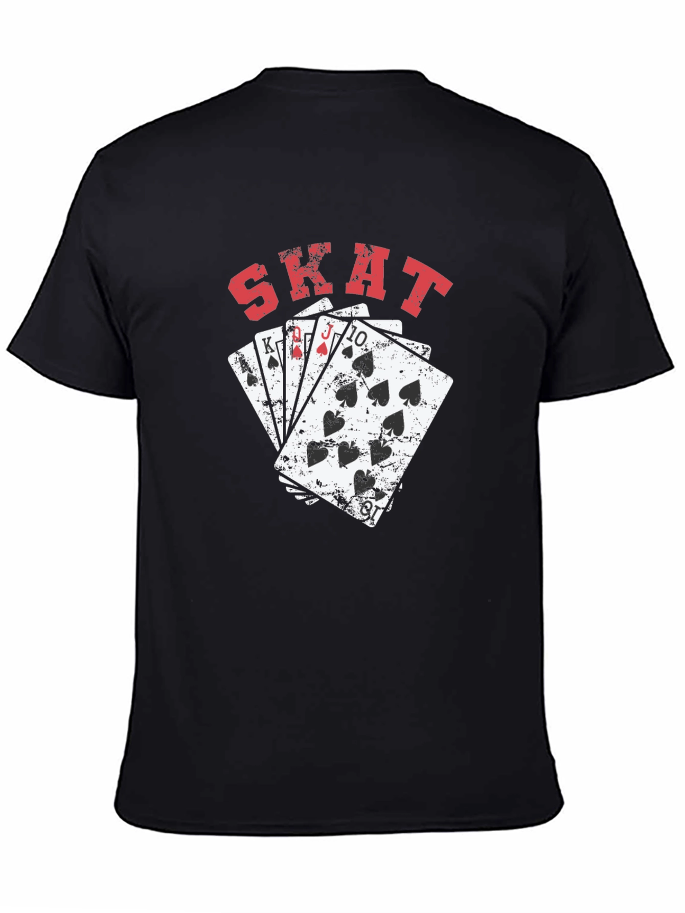 Skat Card Game Graphic Tee - Black Casual T-Shirt