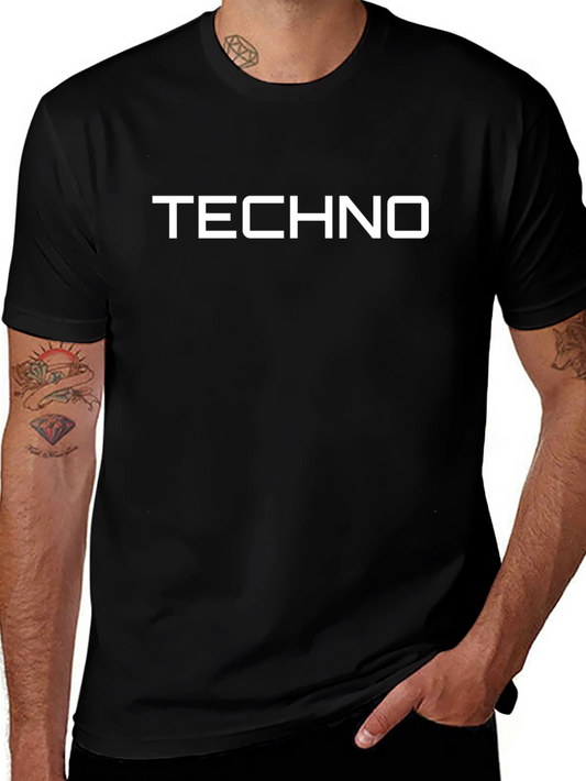 Techno Print Black T-Shirt - Modern Minimalist Tee