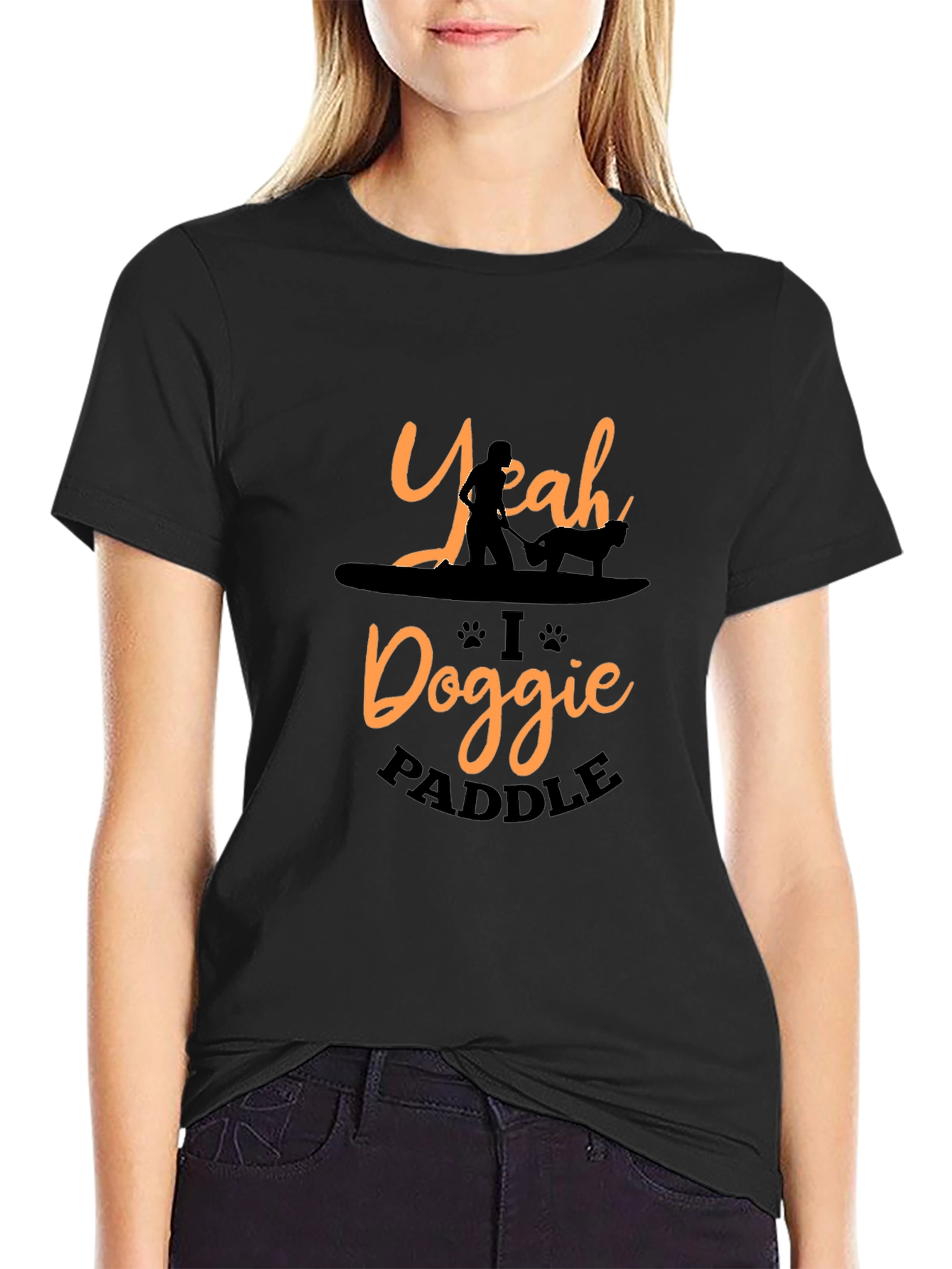 Yeah I Doggie Paddle Black T-Shirt