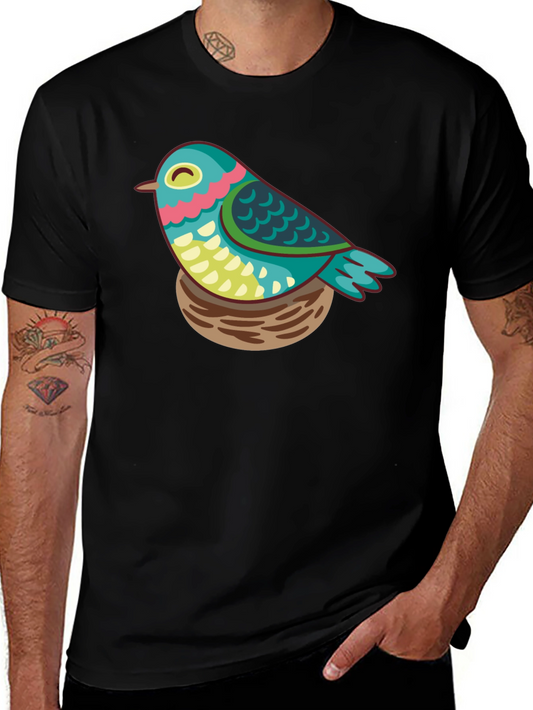 Colorful Bird in Nest Graphic Tee - Unisex